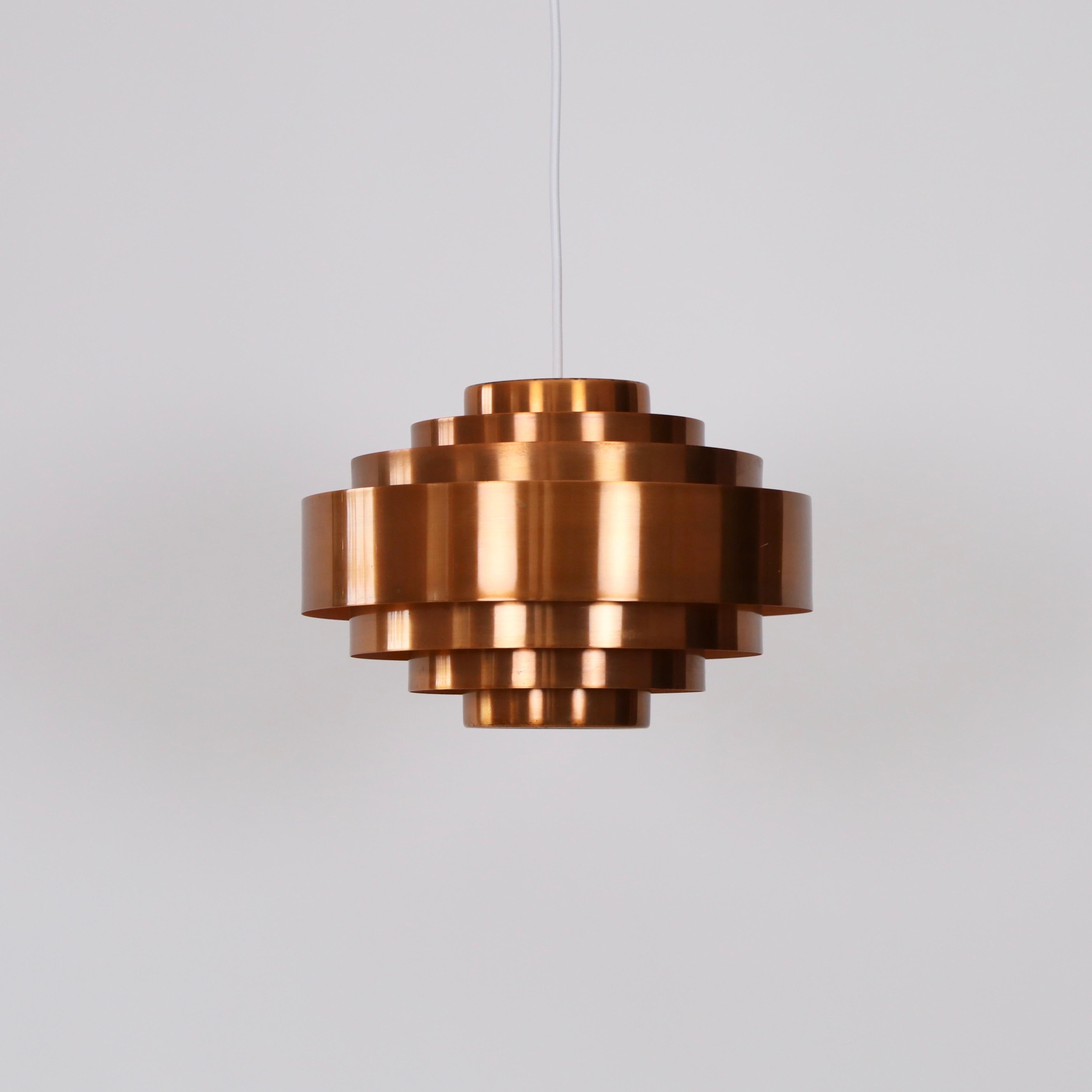 Copper Pendant Light by Jo Hammerborg for Fog & Morup, 1960s, Denmark For Sale 6