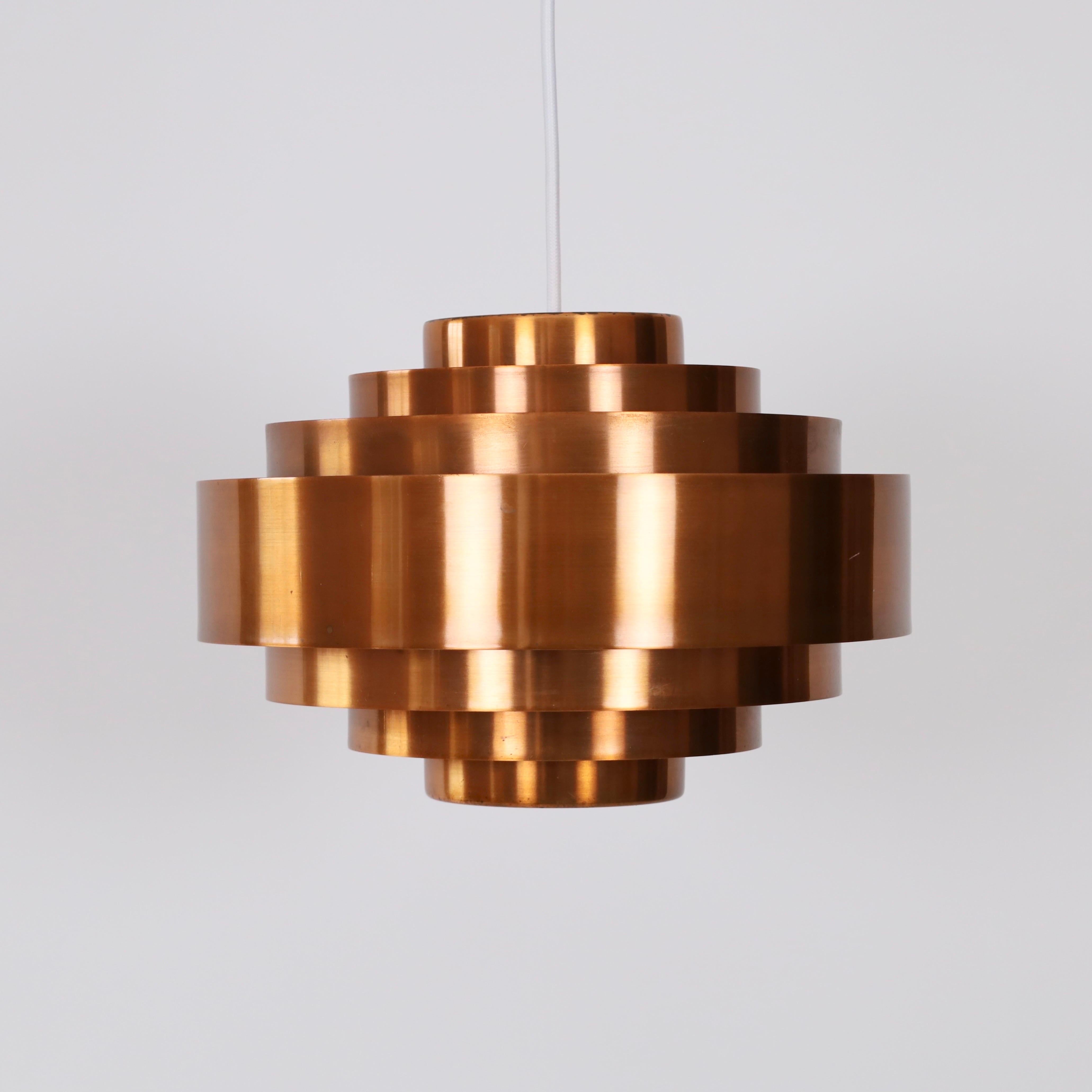 Danish Copper Pendant Light by Jo Hammerborg for Fog & Morup, 1960s, Denmark For Sale