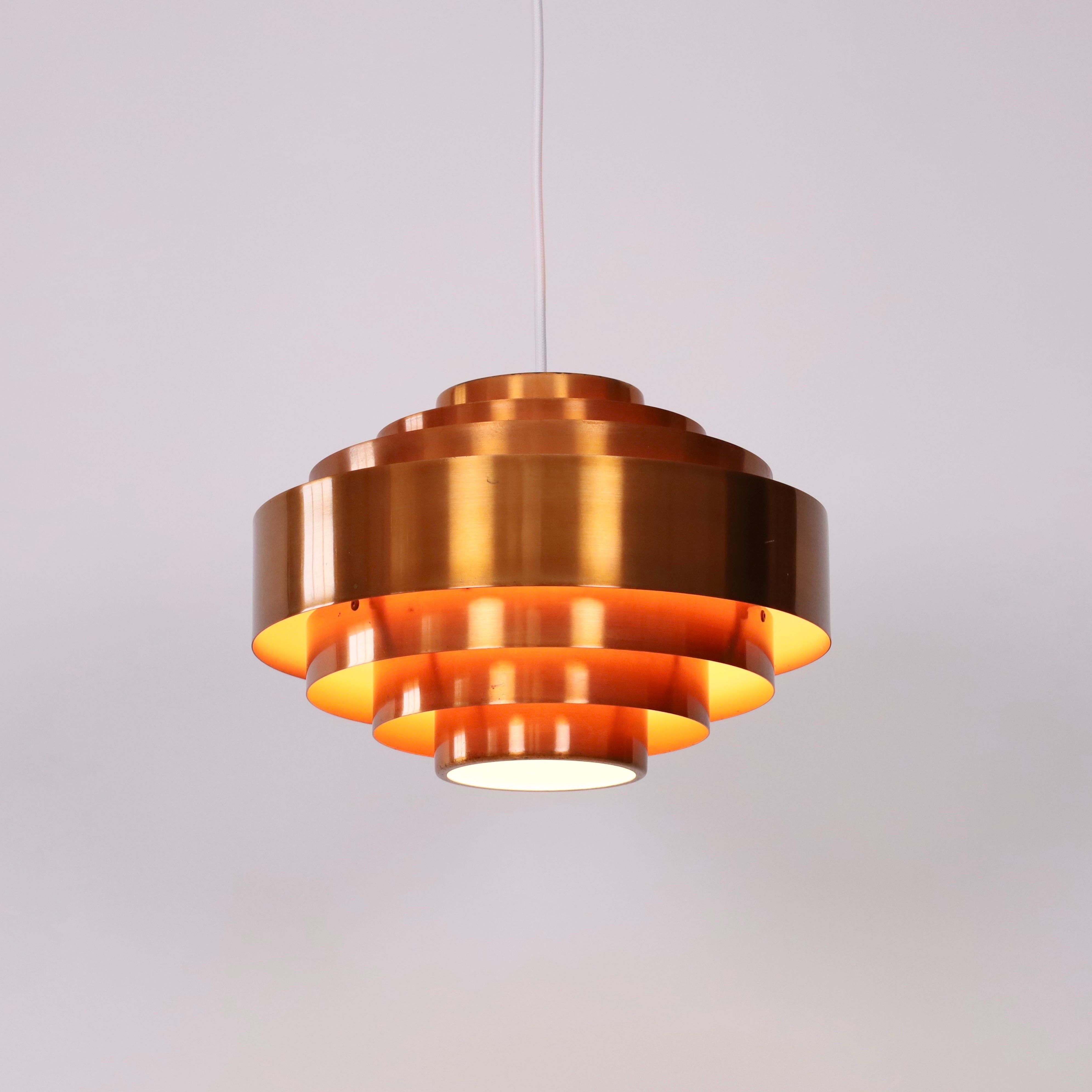 Copper Pendant Light by Jo Hammerborg for Fog & Morup, 1960s, Denmark In Fair Condition For Sale In Værløse, DK