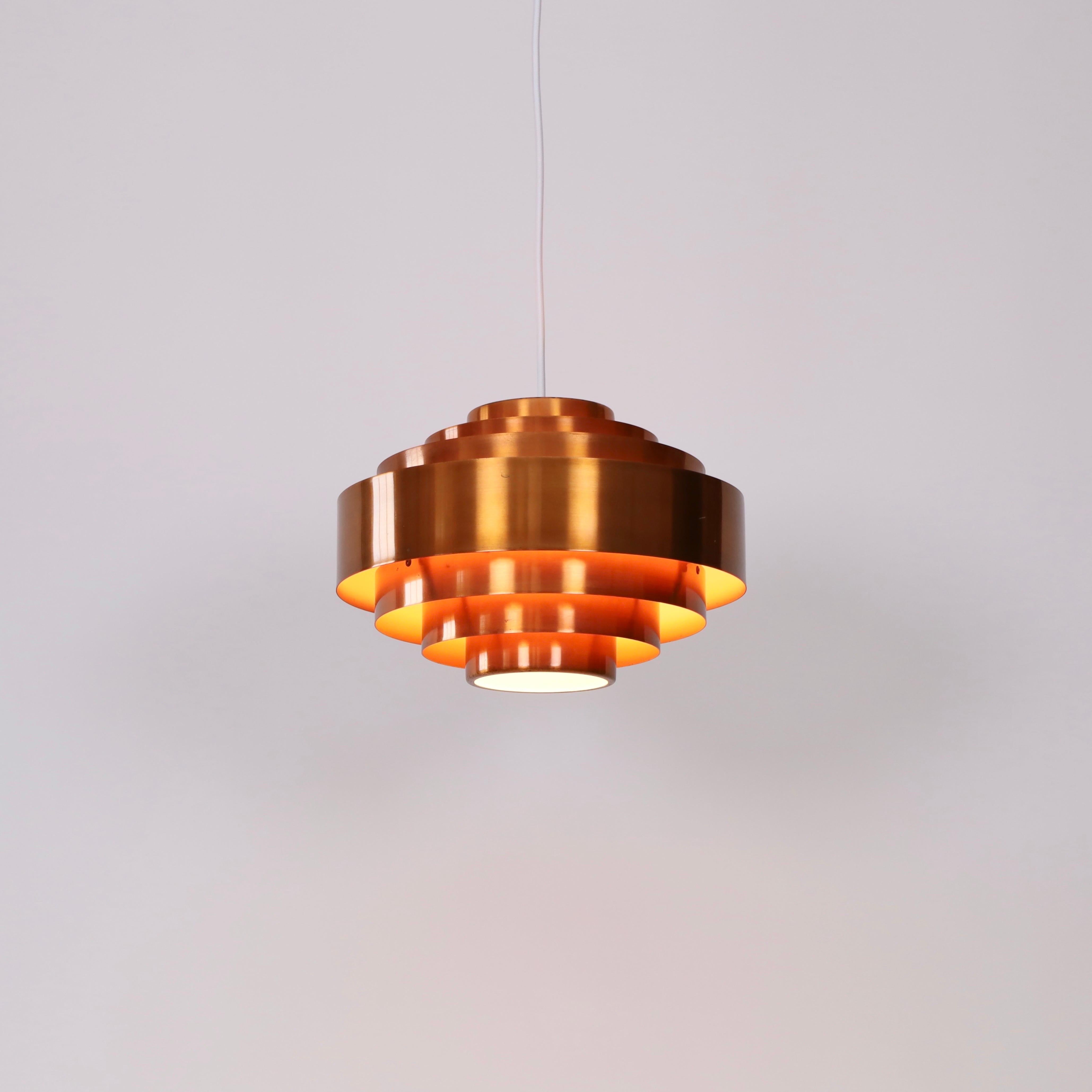 Mid-20th Century Copper Pendant Light by Jo Hammerborg for Fog & Morup, 1960s, Denmark For Sale