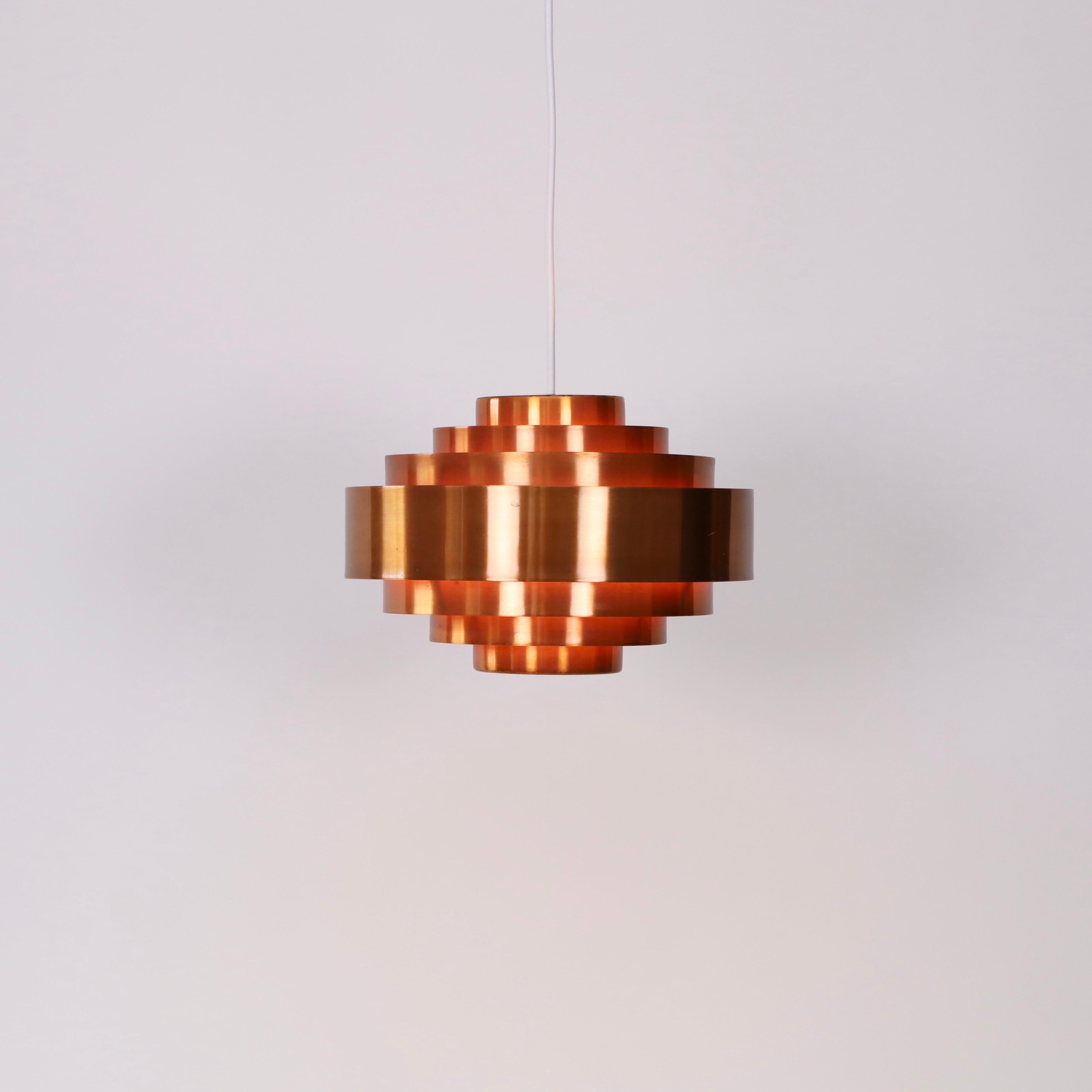 Metal Copper Pendant Light by Jo Hammerborg for Fog & Morup, 1960s, Denmark For Sale
