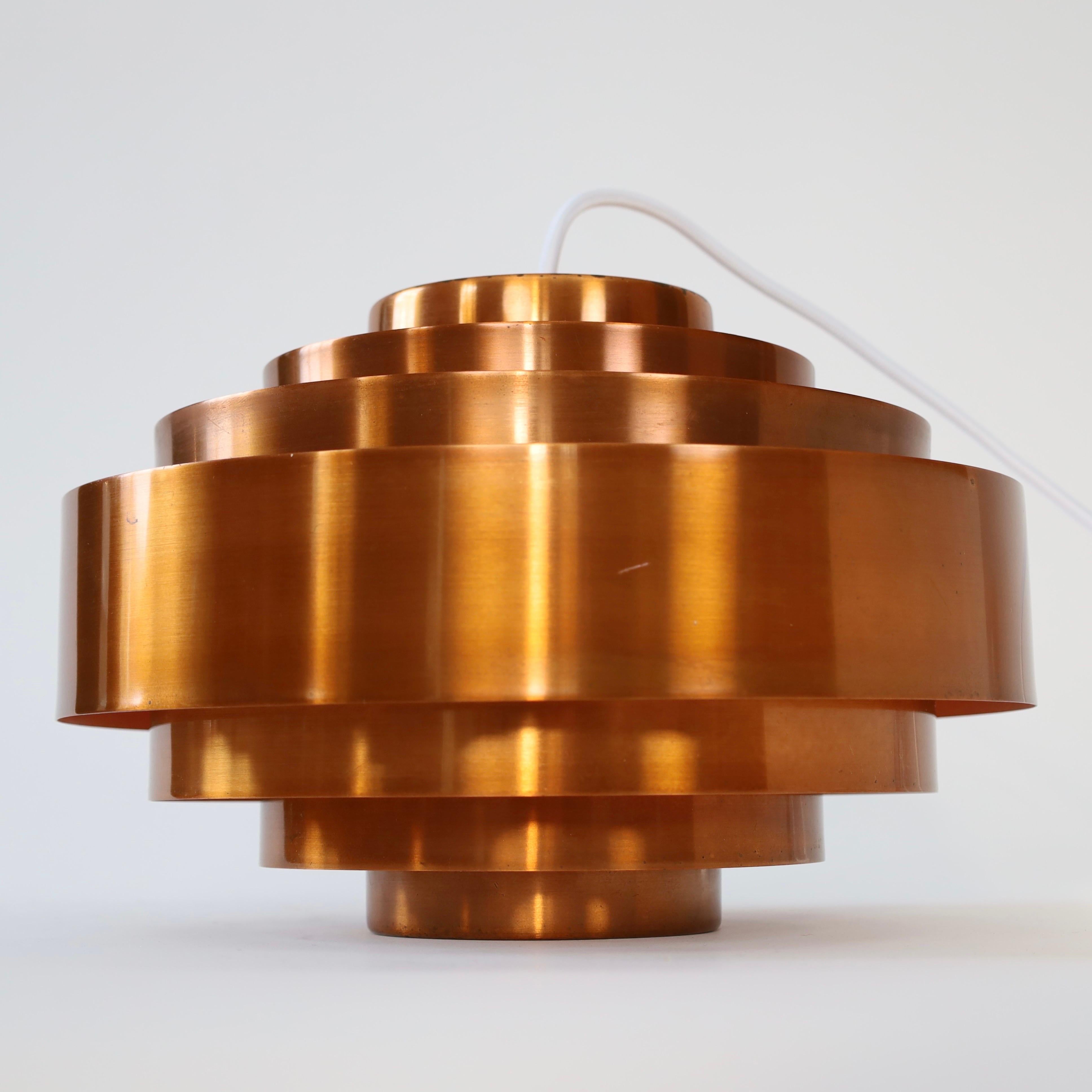 Copper Pendant Light by Jo Hammerborg for Fog & Morup, 1960s, Denmark For Sale 1