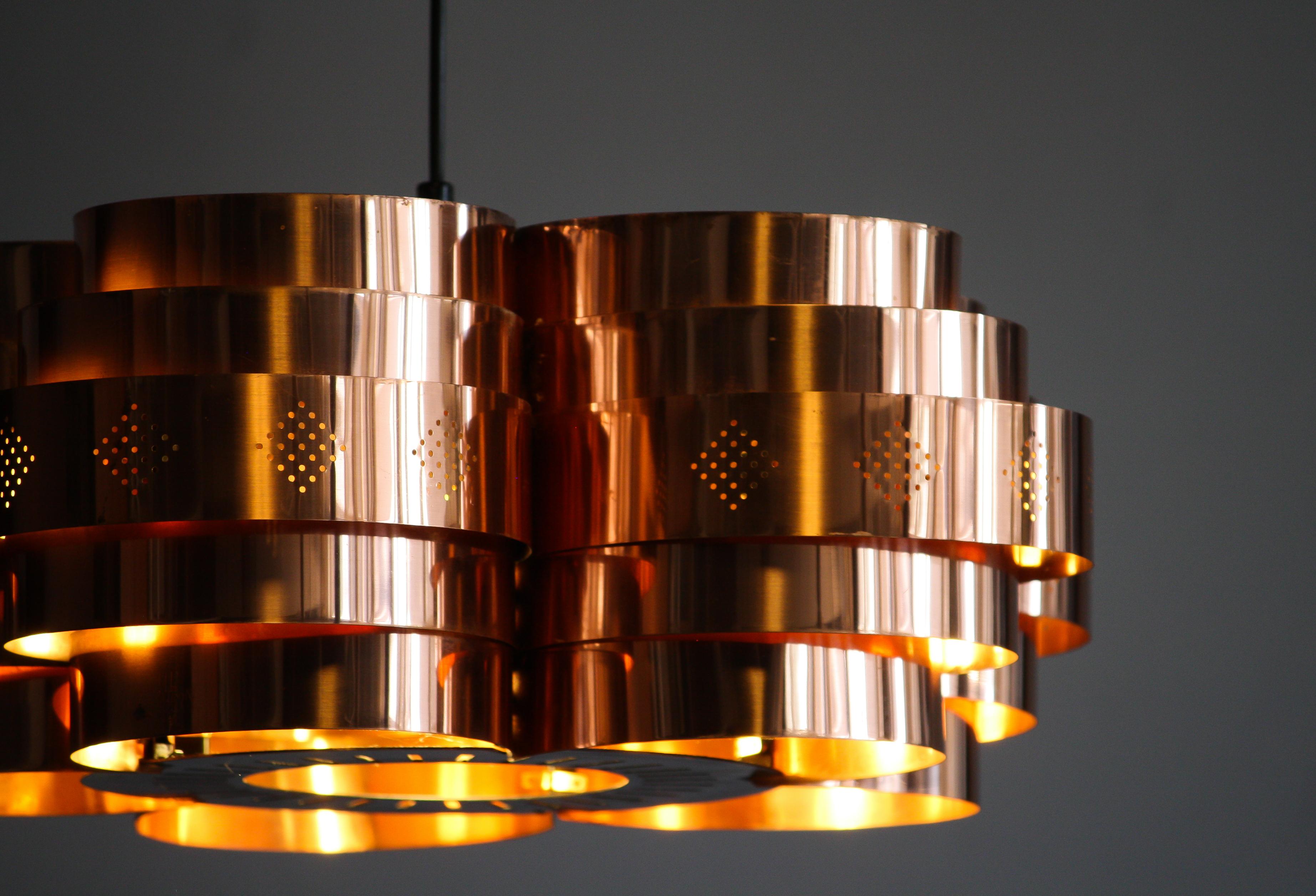 Mid-20th Century Copper Pendant Light by Verner Schou for Coronell Elektro, 1960s