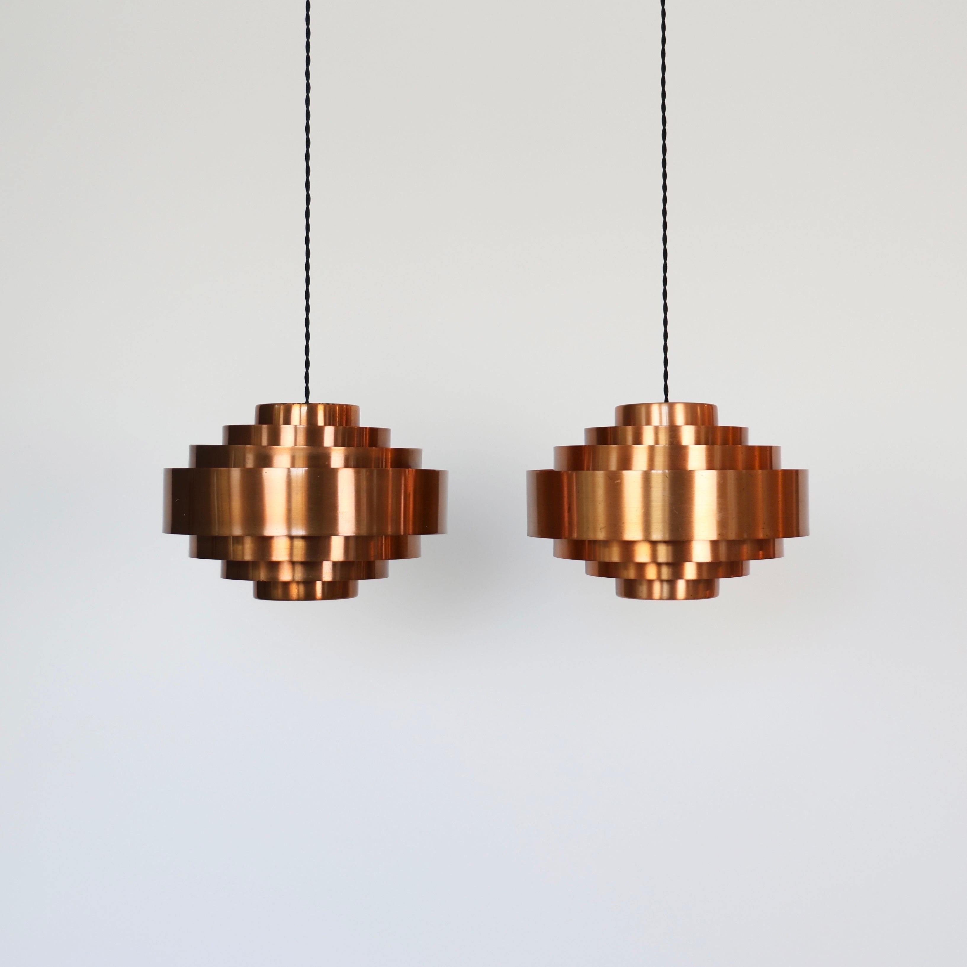 Lampade a sospensione in rame di Jo Hammerborg per Fog and Morup, 1960, Danimarca in vendita 10