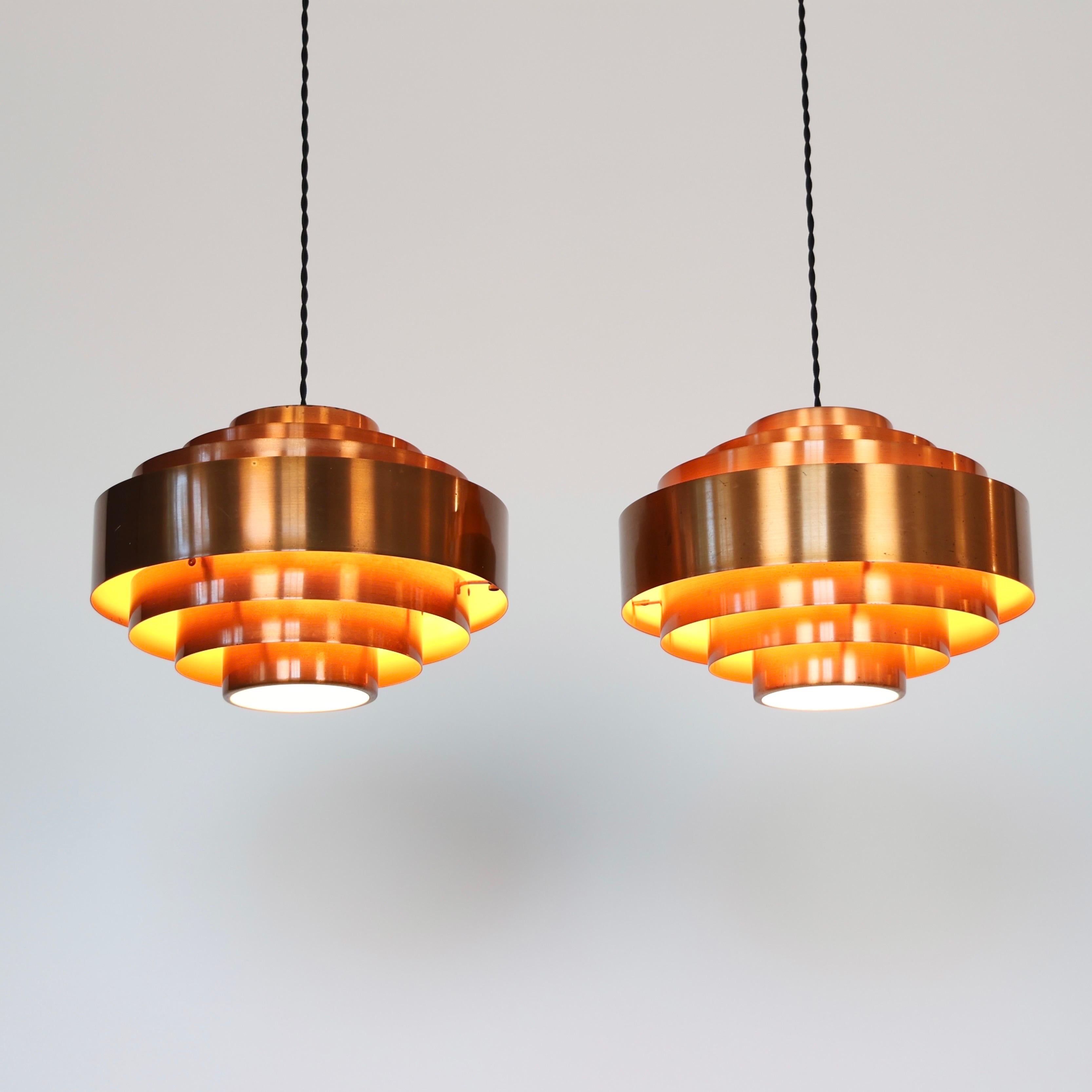 Danese Lampade a sospensione in rame di Jo Hammerborg per Fog and Morup, 1960, Danimarca in vendita