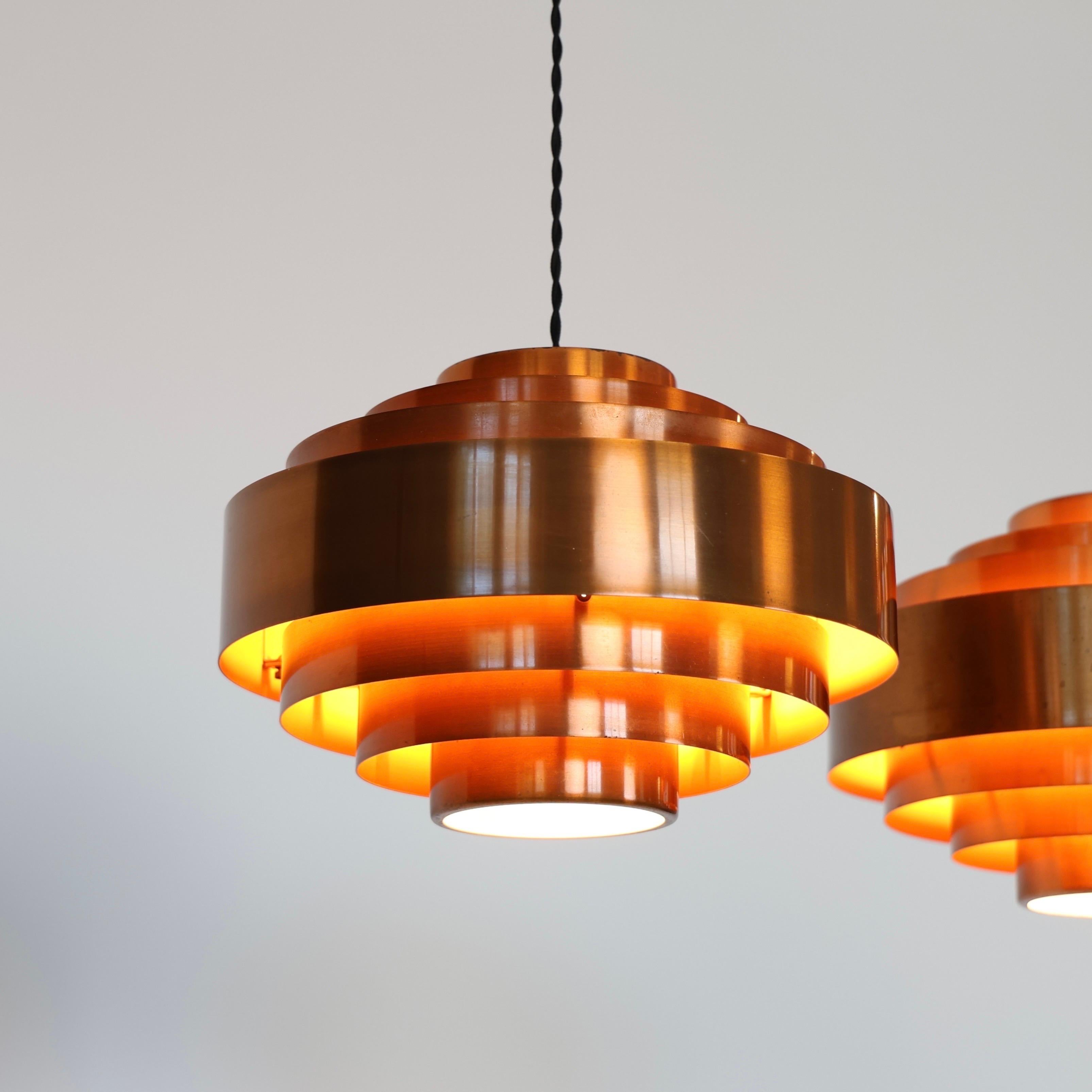 Lampade a sospensione in rame di Jo Hammerborg per Fog and Morup, 1960, Danimarca in vendita 1