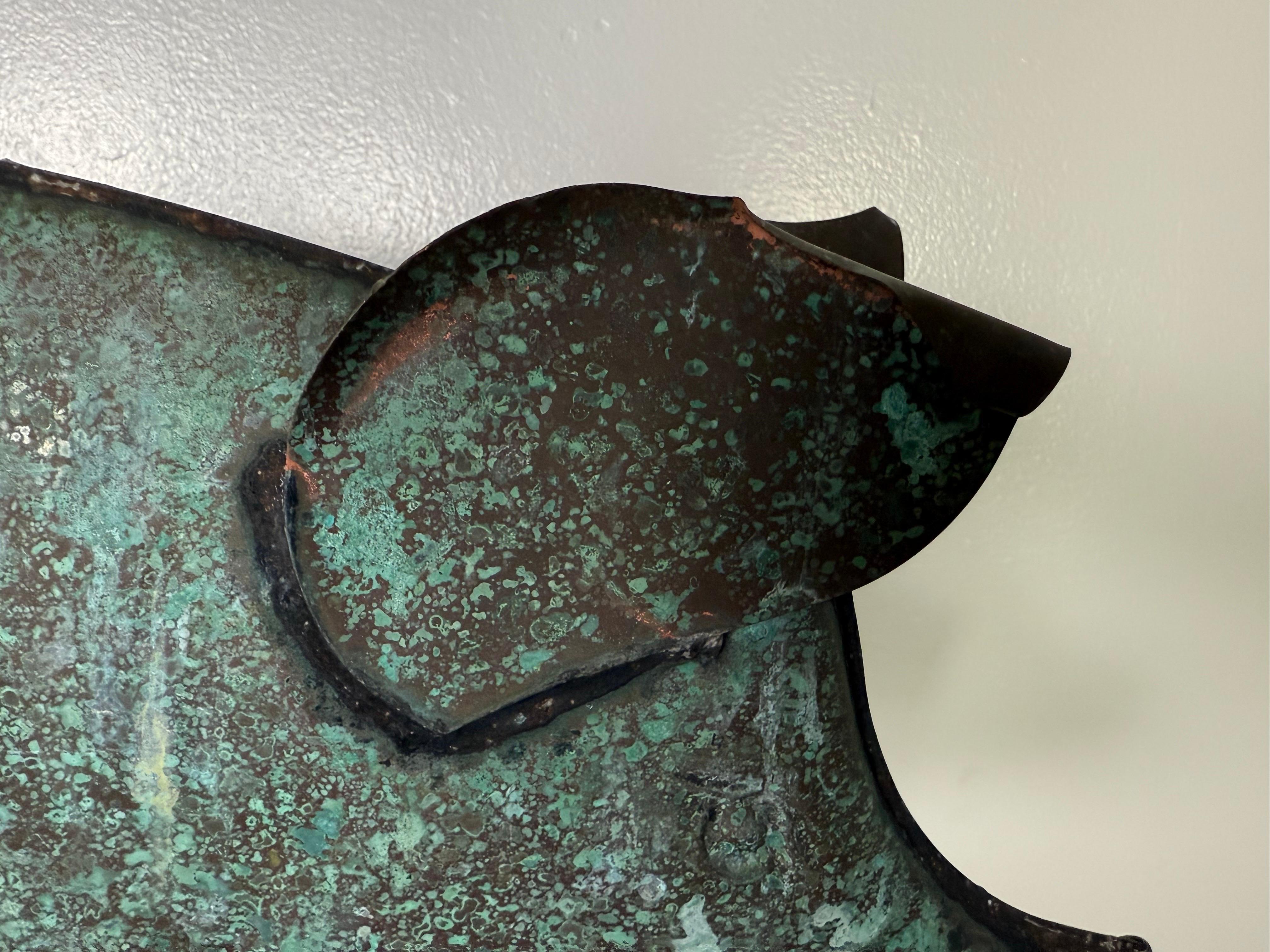 Copper Pig Weathervane Mounted on Metal Base C. 1950 9