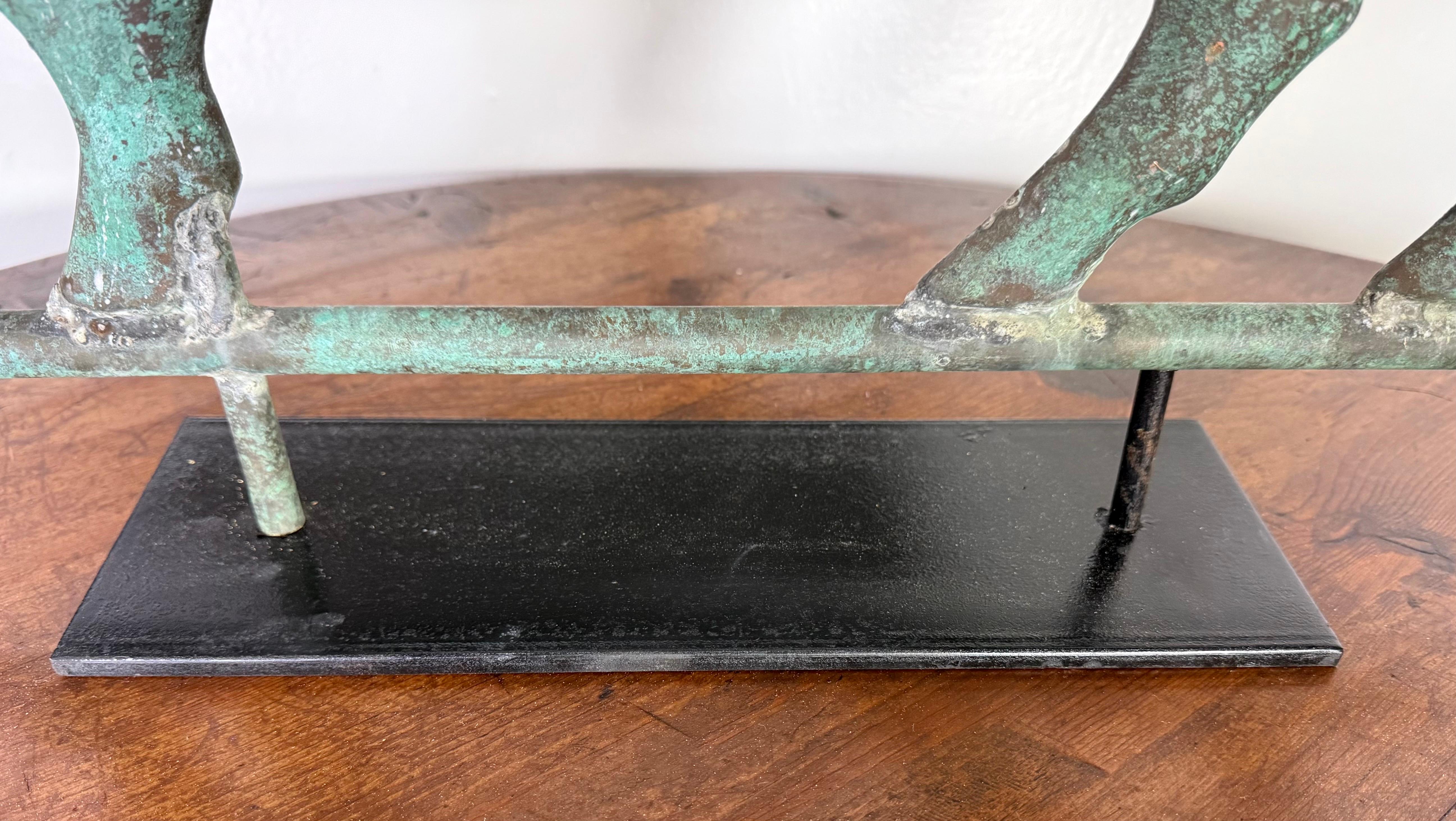 Copper Pig Weathervane Mounted on Metal Base C. 1950 3