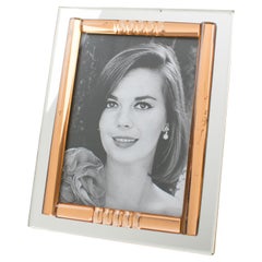 Vintage Copper Pink and Silver Mirrored Glass Picture Frame, France