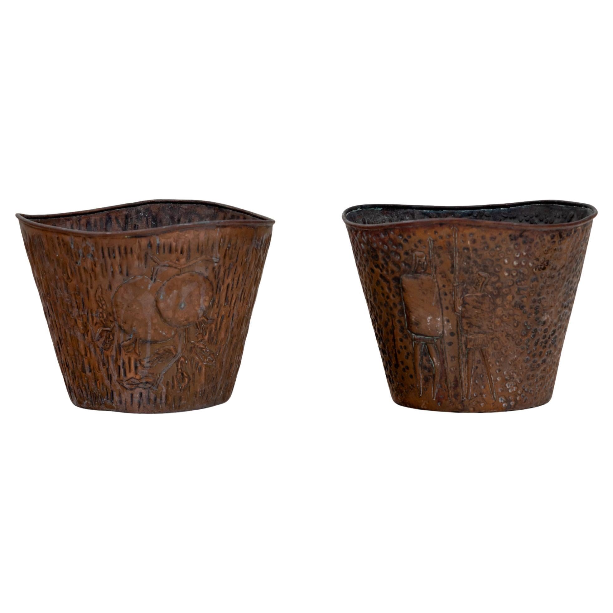 Copper Plant Pots, Italy Mid-20th Century For Sale