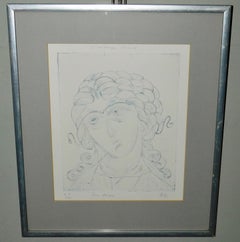 Copper Plate Etching on Paper Portrait of the Arc Angel Gabriel
