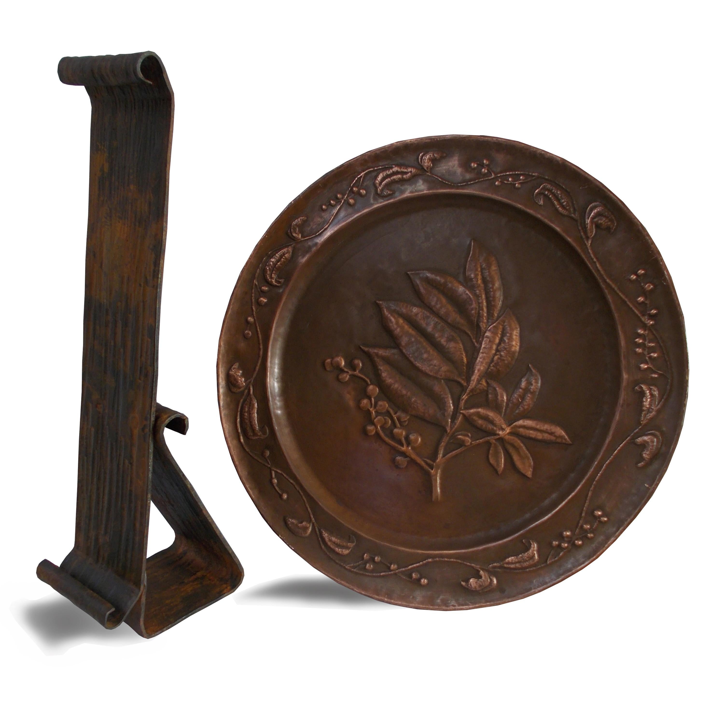 Arts and Crafts Copper Plate with Corten Sheet Support For Sale