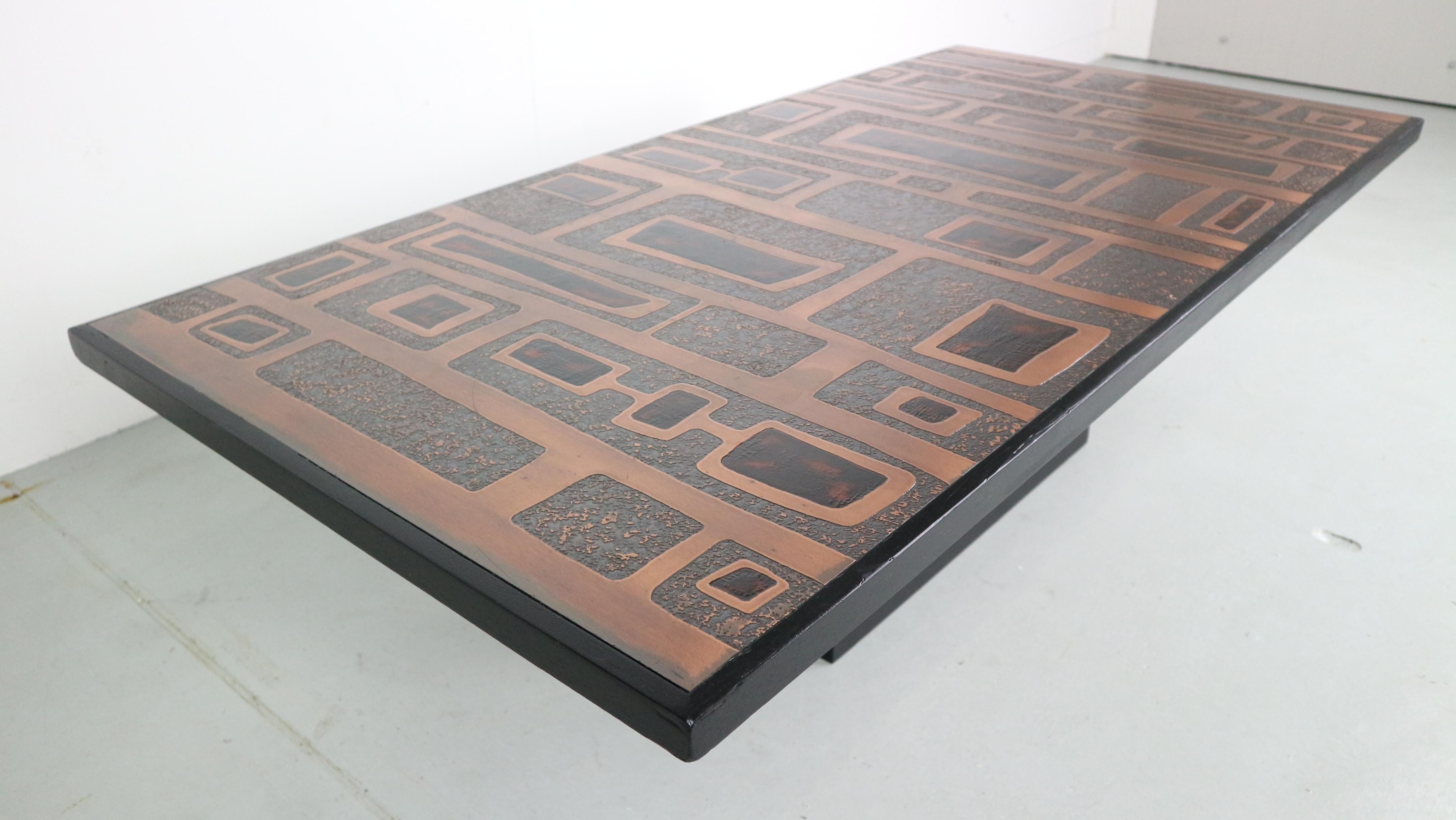Copper-Plated Coffee Table by Heinz Lillienthal, 1970, Germany 6