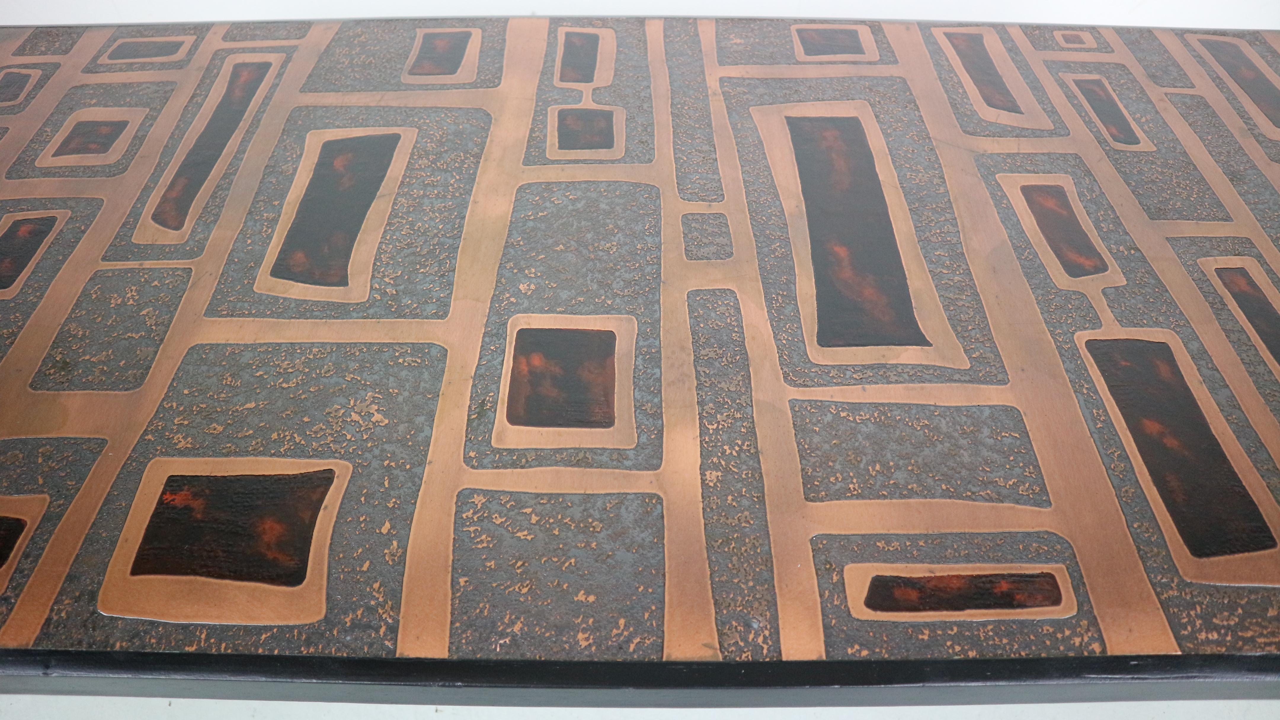 Copper-Plated Coffee Table by Heinz Lillienthal, 1970, Germany 8