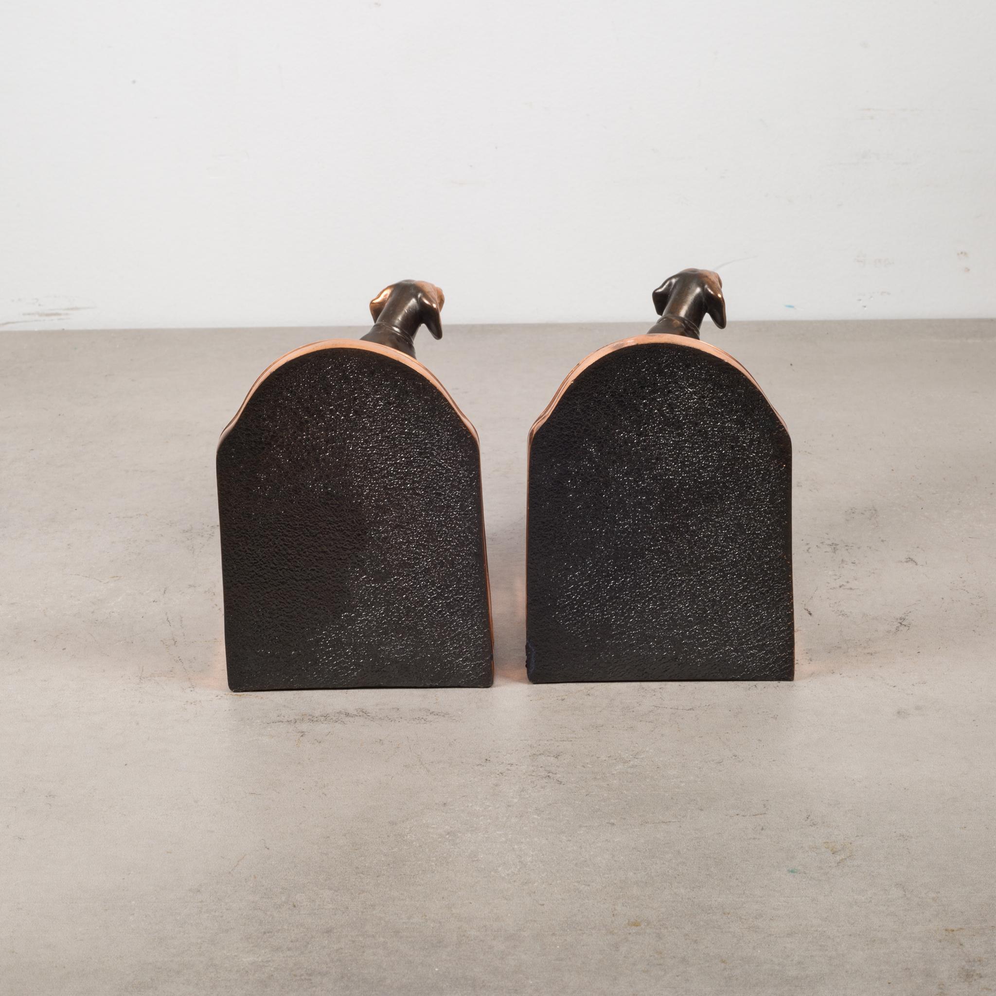 20th Century Copper-Plated Pointer Dog Bookends, circa 1940