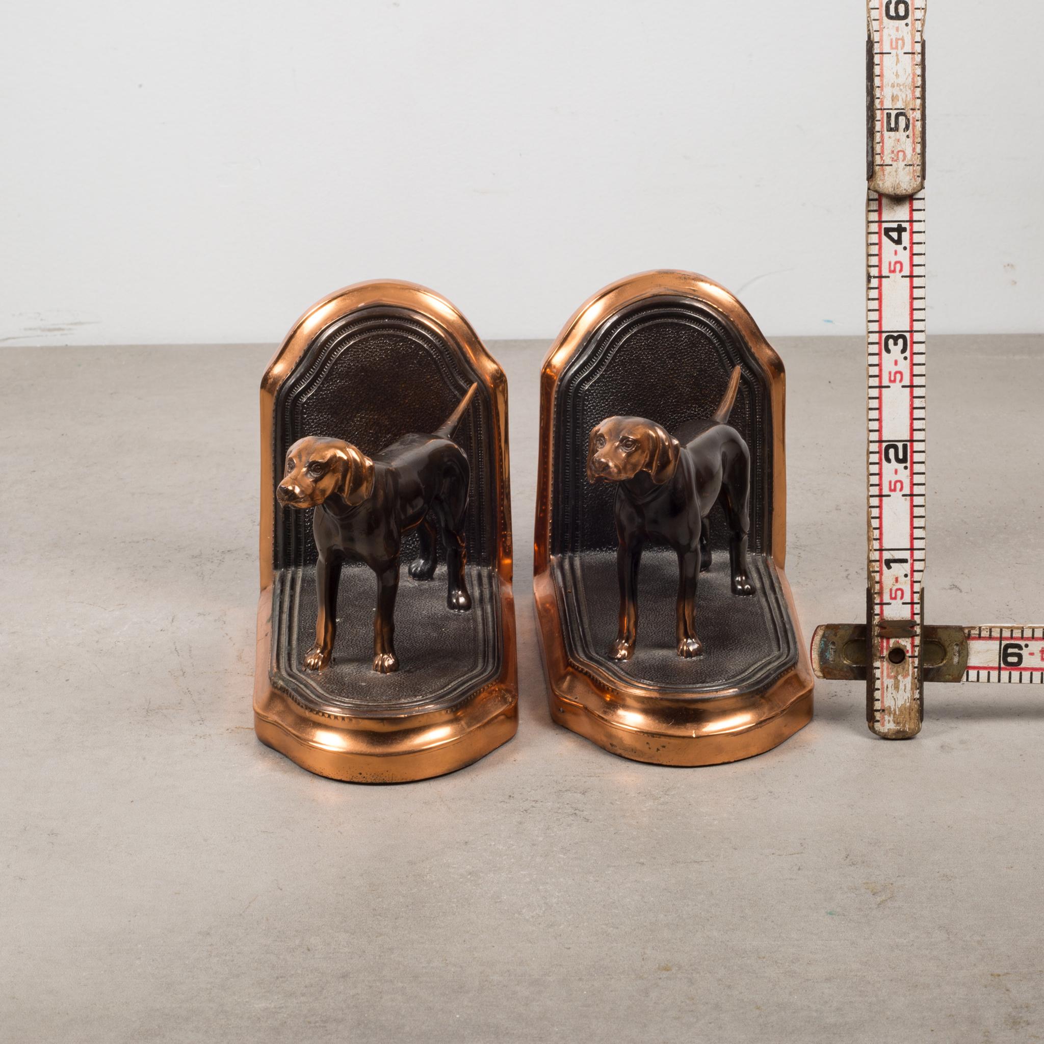 Copper-Plated Pointer Dog Bookends, circa 1940 2