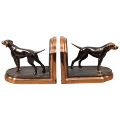 Copper-Plated Pointer Dog Bookends, circa 1940