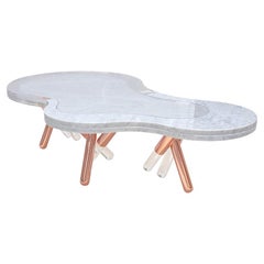 Copper Plated Stainless Steel and Marble Outdoor Center Table