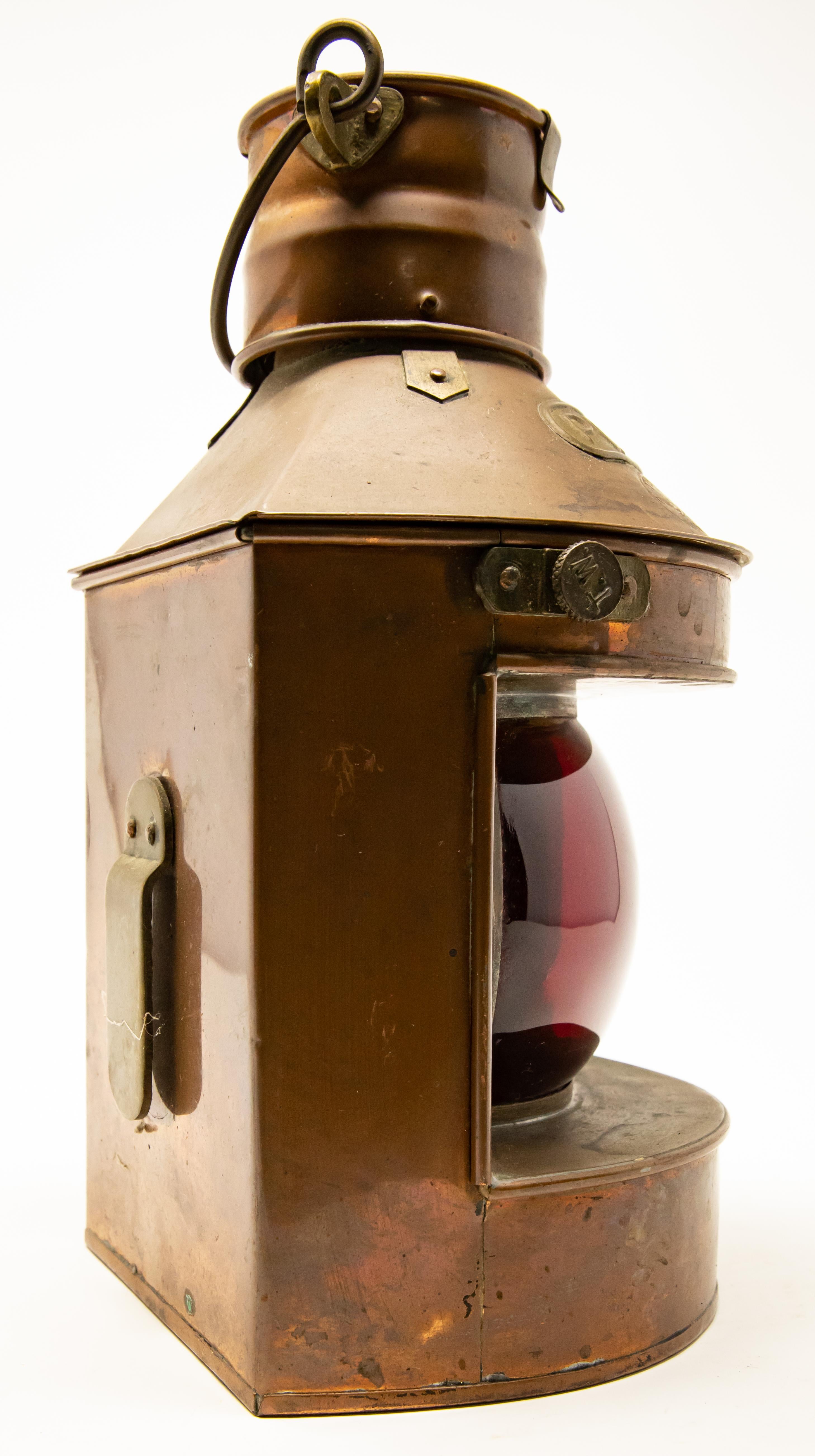 Chinese Export Copper Port Ship Lantern by Tung Woo For Sale