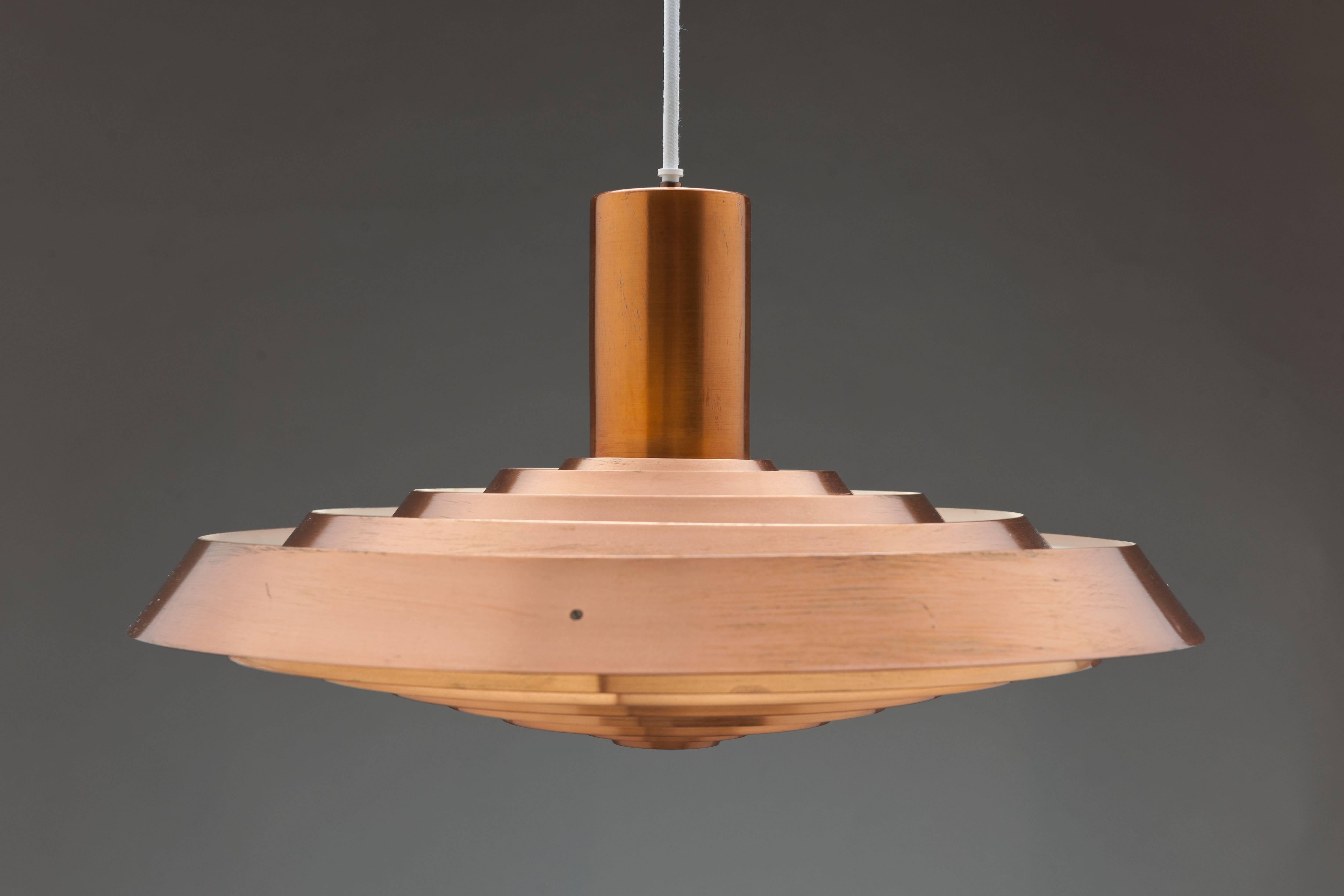 Scandinavian Modern Copper Poul Henningsen, Louis Poulsen Langelinie Plate Lamp, 1958