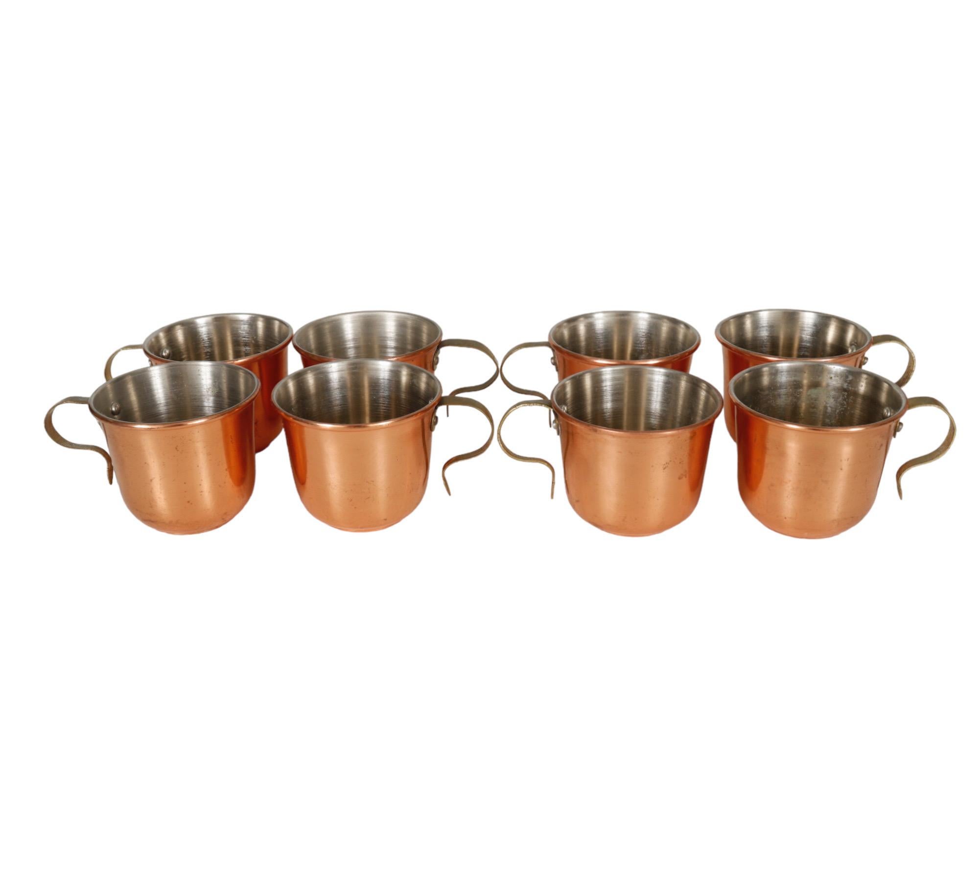 Copper Punch Bowl with 8 Cups For Sale 1