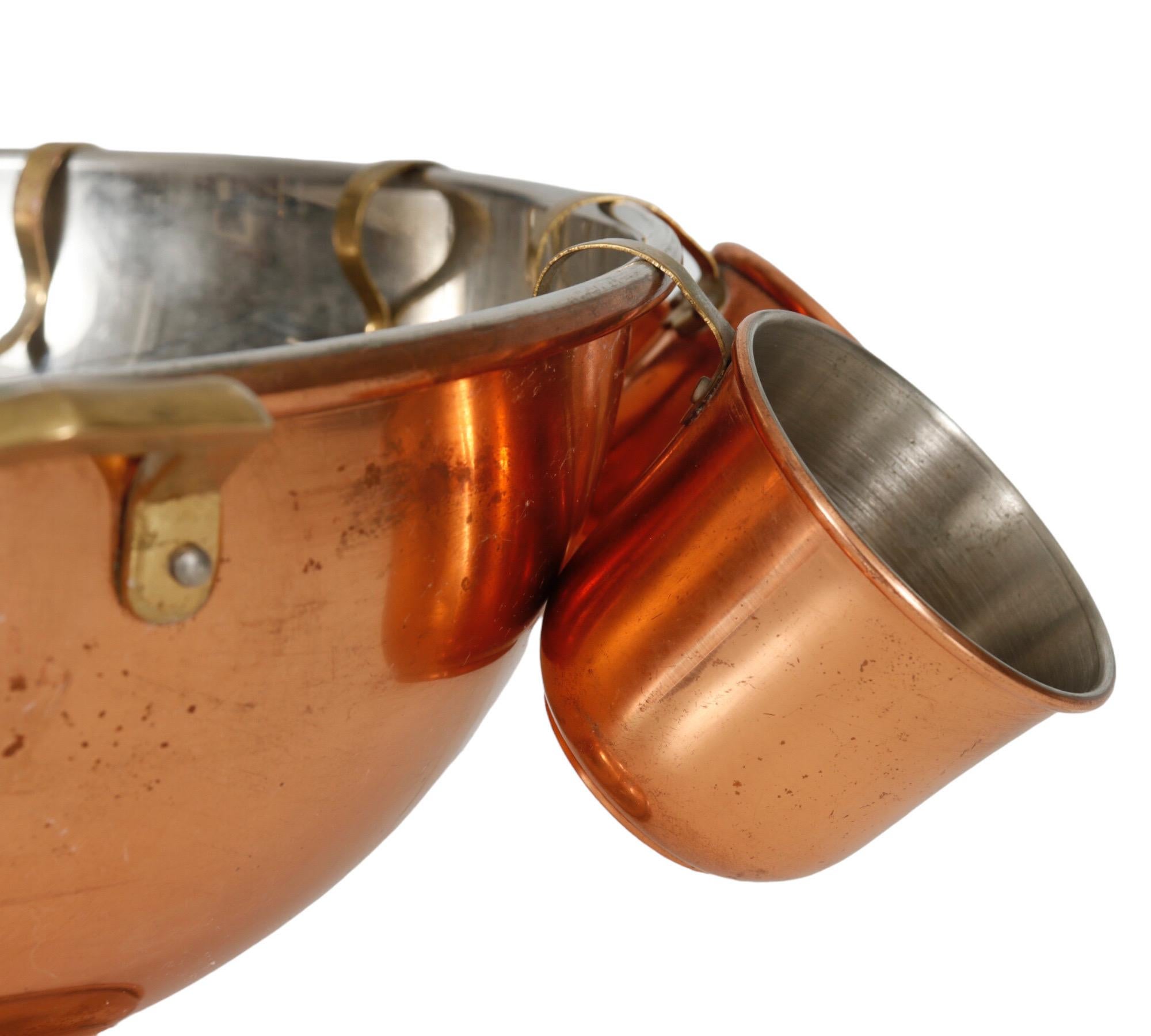 Copper Punch Bowl with 8 Cups For Sale 3