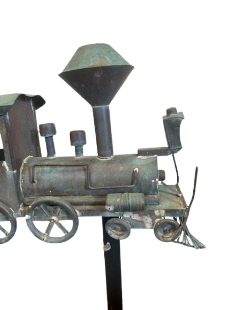 Folk Art Copper Railroad Locomotive and Tender Weathervane, circa 1900
