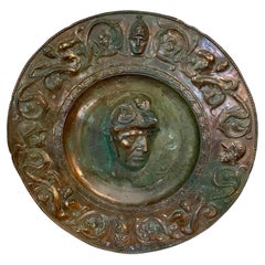 Placa decorativa de pared en relieve de cobre con un guerrero espartano de estilo grecorromano, para colgar