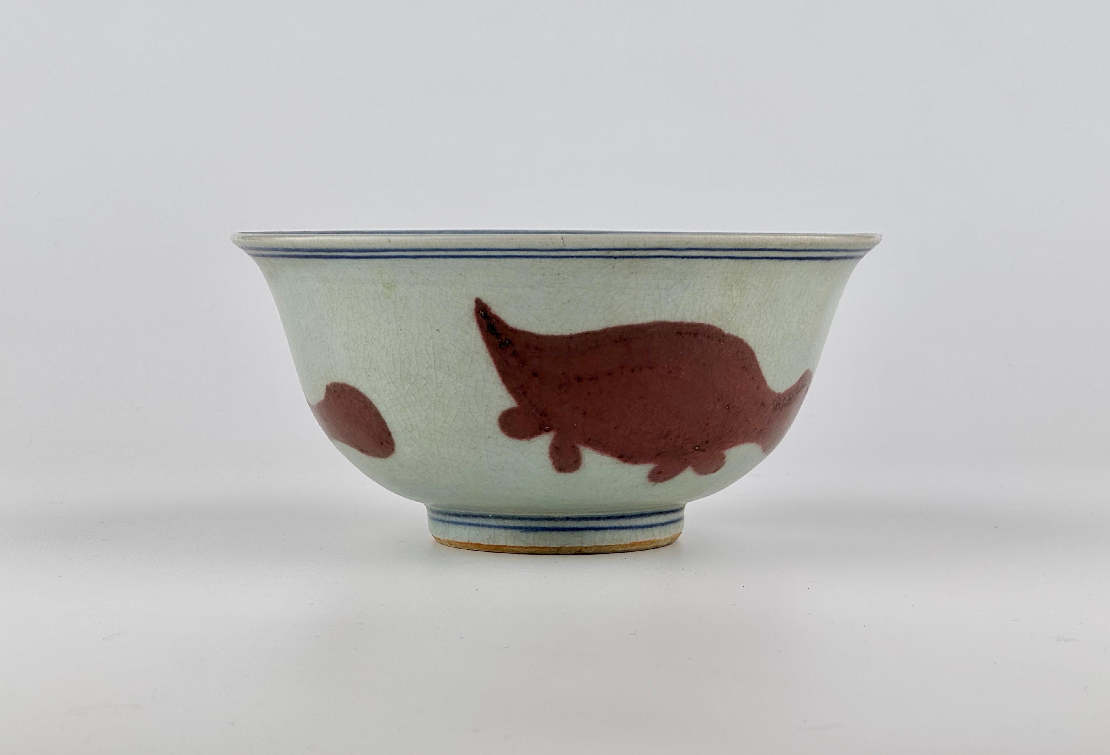 A Copper-Red Ceramic Bowl with Auspicious Motifs, Ming-Early Qing Dynasty For Sale 10