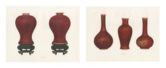 Copper Red Crackle Glazes, Two Ming Monochrome Color Plates, 1911