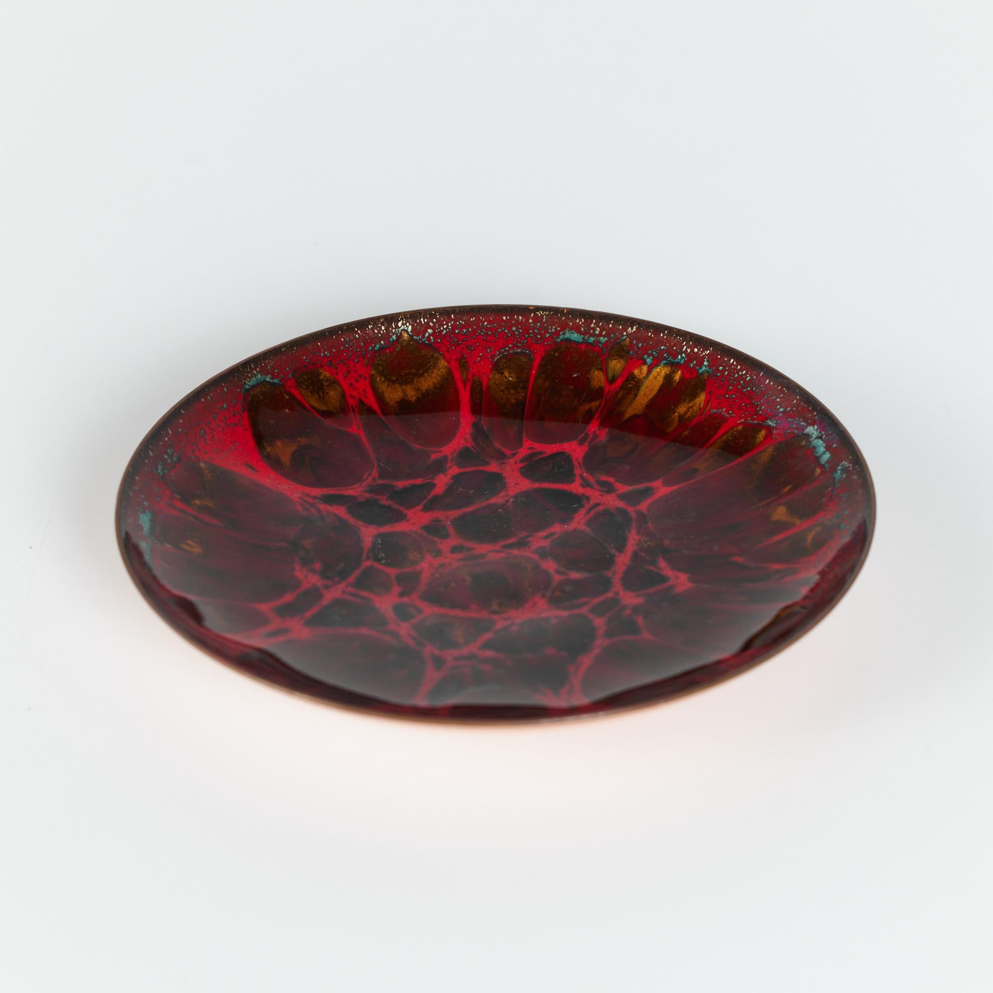 American Copper Red Enameled Plate by Win Ng For Sale