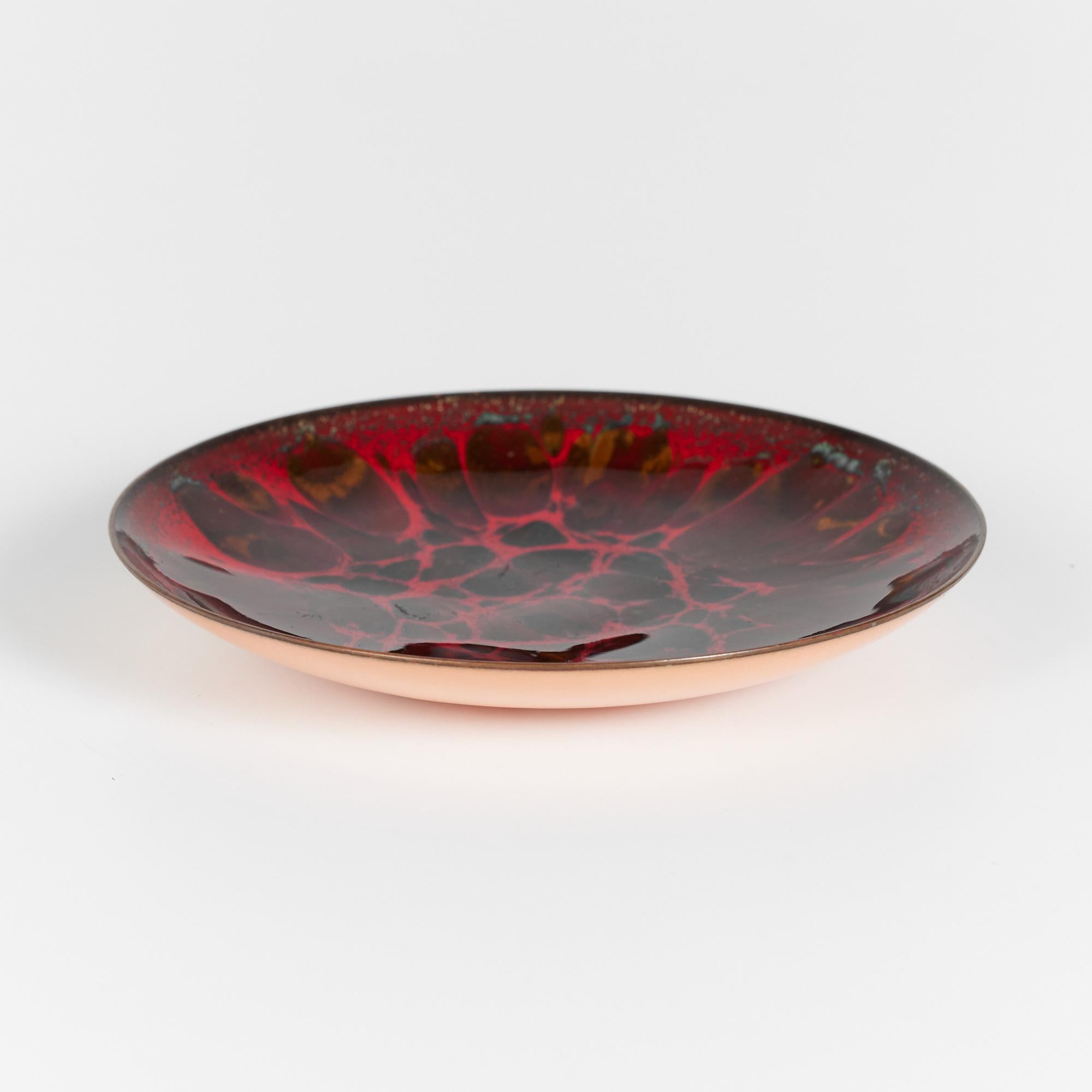 Copper Red Enameled Plate by Win Ng For Sale 1