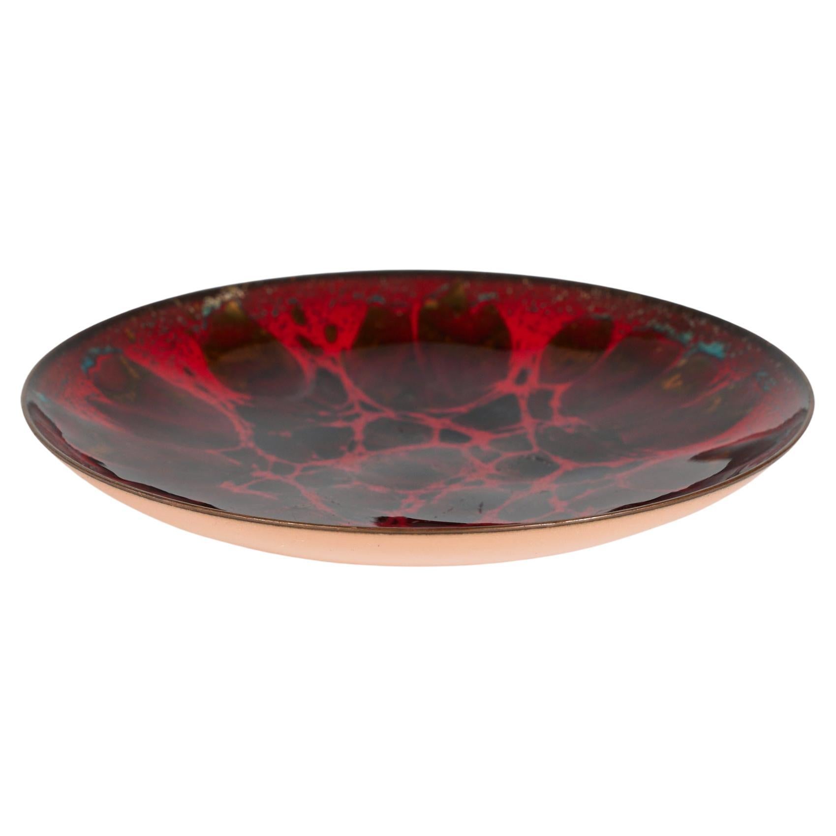 Copper Red Enameled Plate by Win Ng