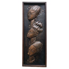 Copper Relief Artwork Female Portraits, Congo (1981)