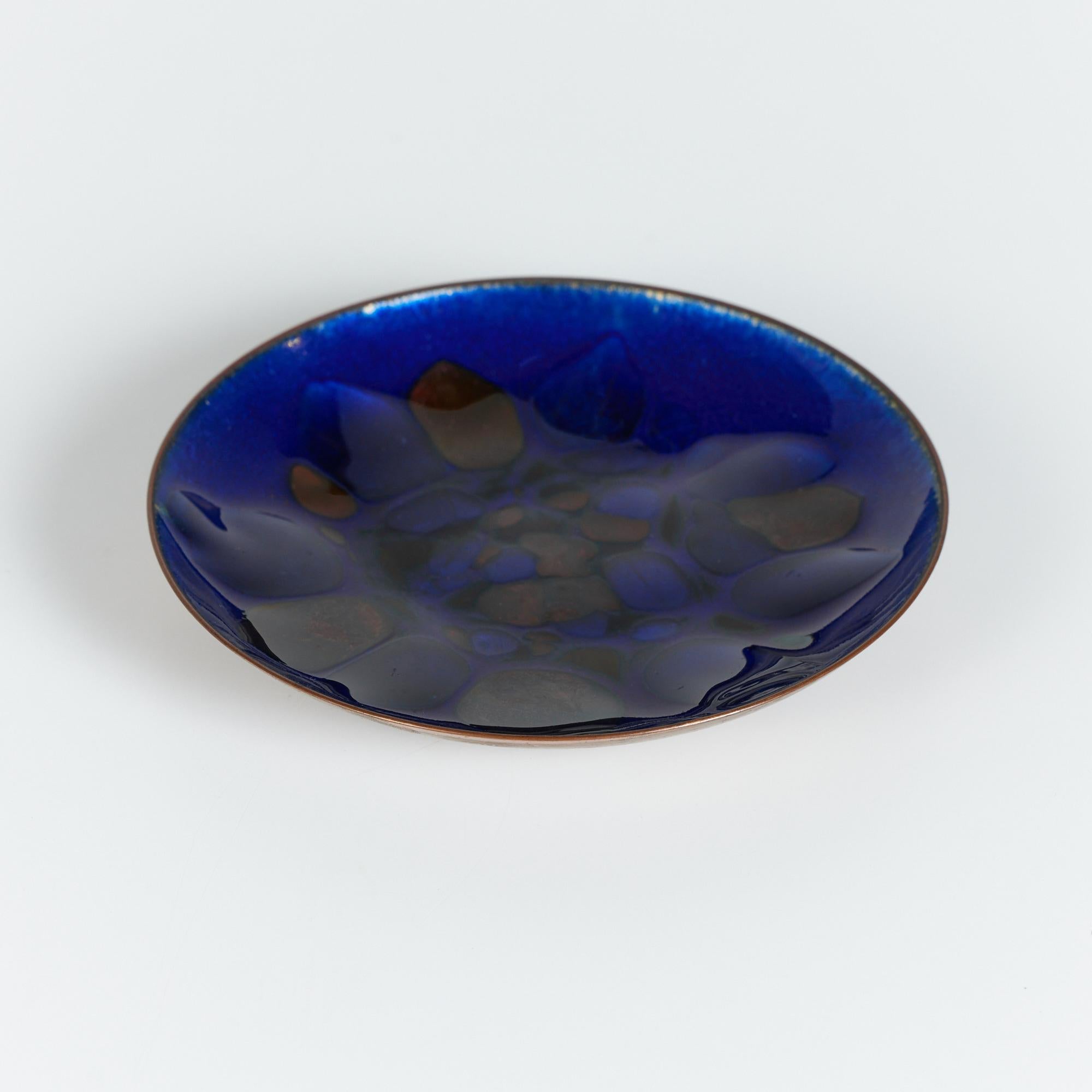 Copper Royal Blue Enameled Plate by Win Ng 2