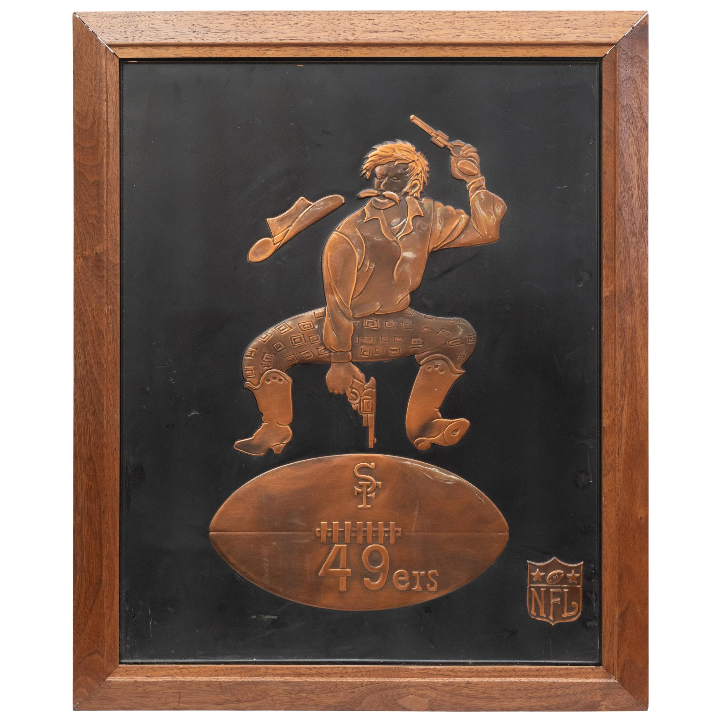 Copper San Francisco 49er's Sign with Embossed Image of the Their Early Logo