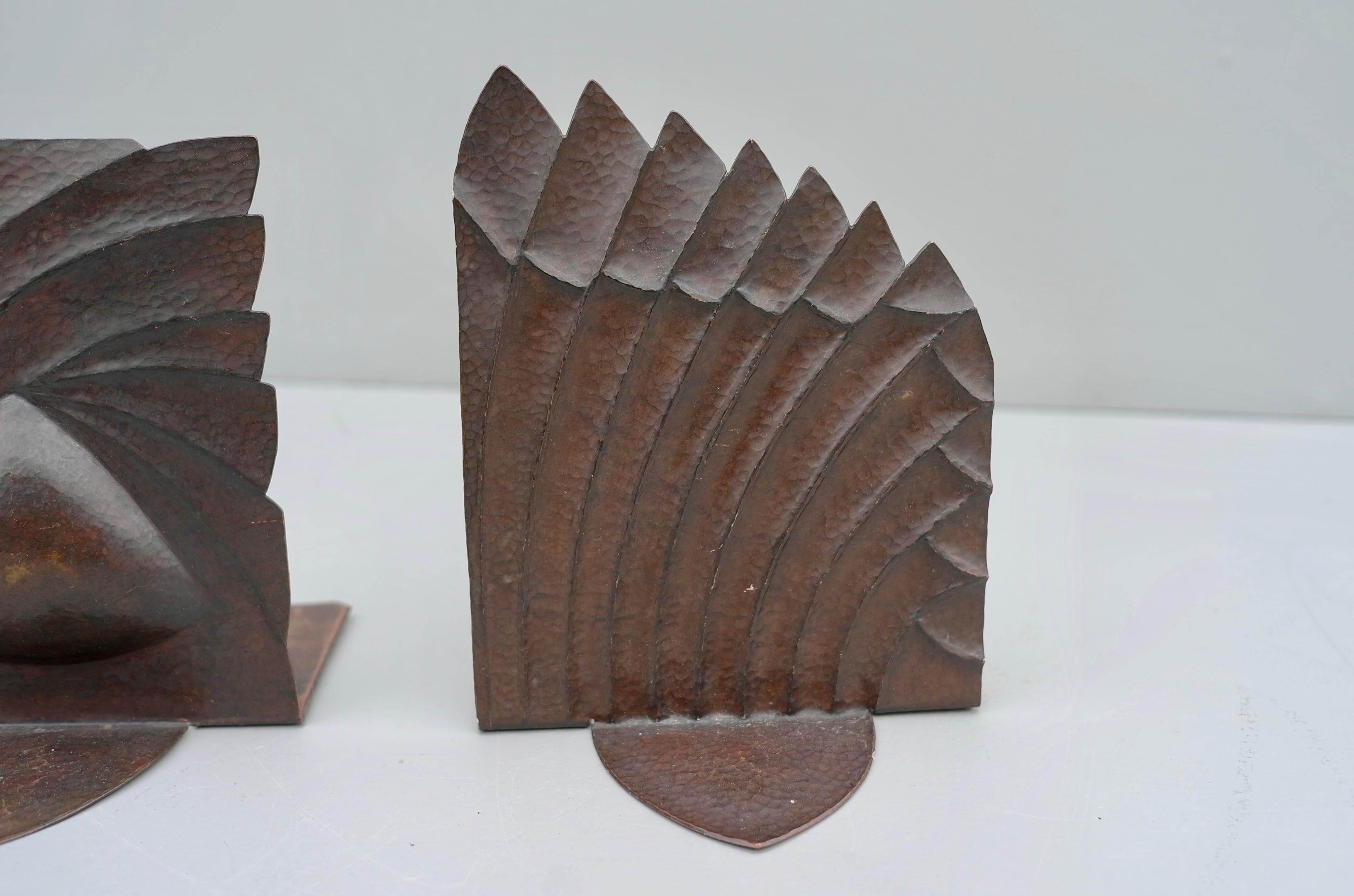 Mid-Century Modern Copper Sculptural Art Deco Bookends Midcentury, France, 1930s For Sale