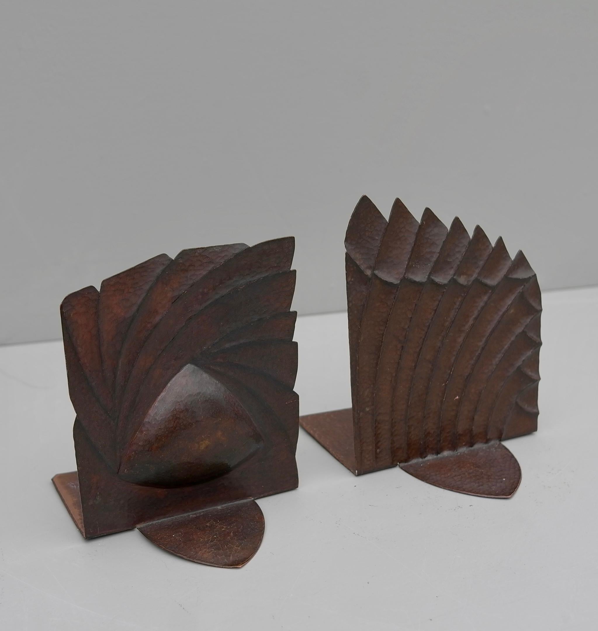French Copper Sculptural Art Deco Bookends Midcentury, France, 1930s