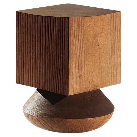 Side Table, Night Stand in Solid Wood, Auxiliary Table Socle 2 by Joel Escalona