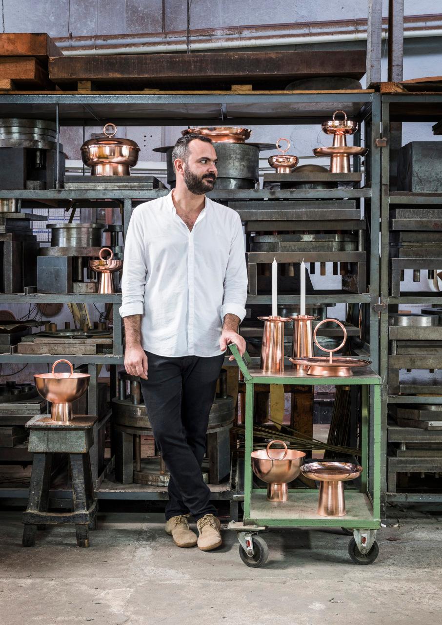 Contemporary Copper Serviteur Muet by Brazilian Designer Brunno Jahara For Sale