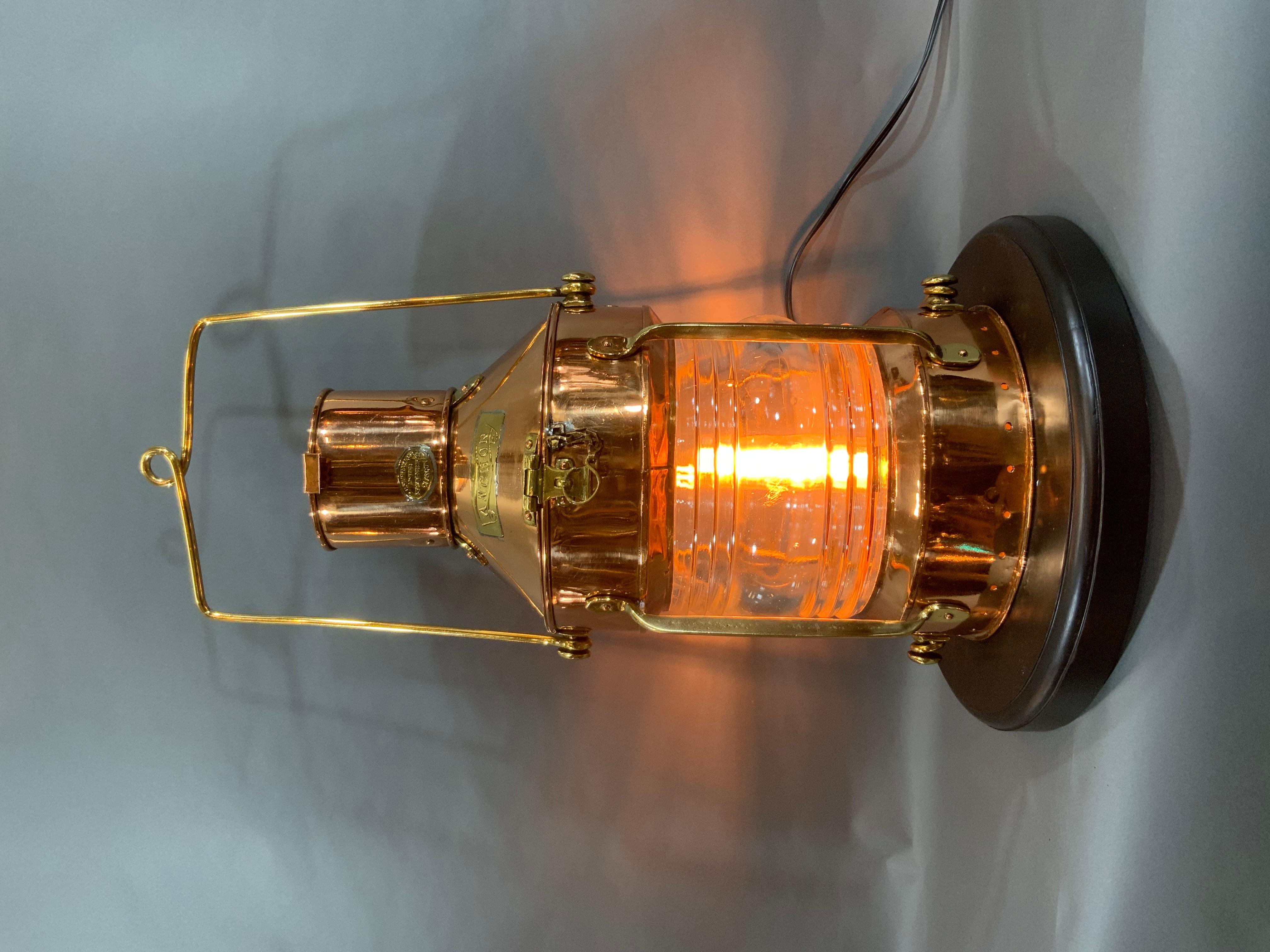 North American Copper Ship’s Anchor Lantern by British Maker For Sale