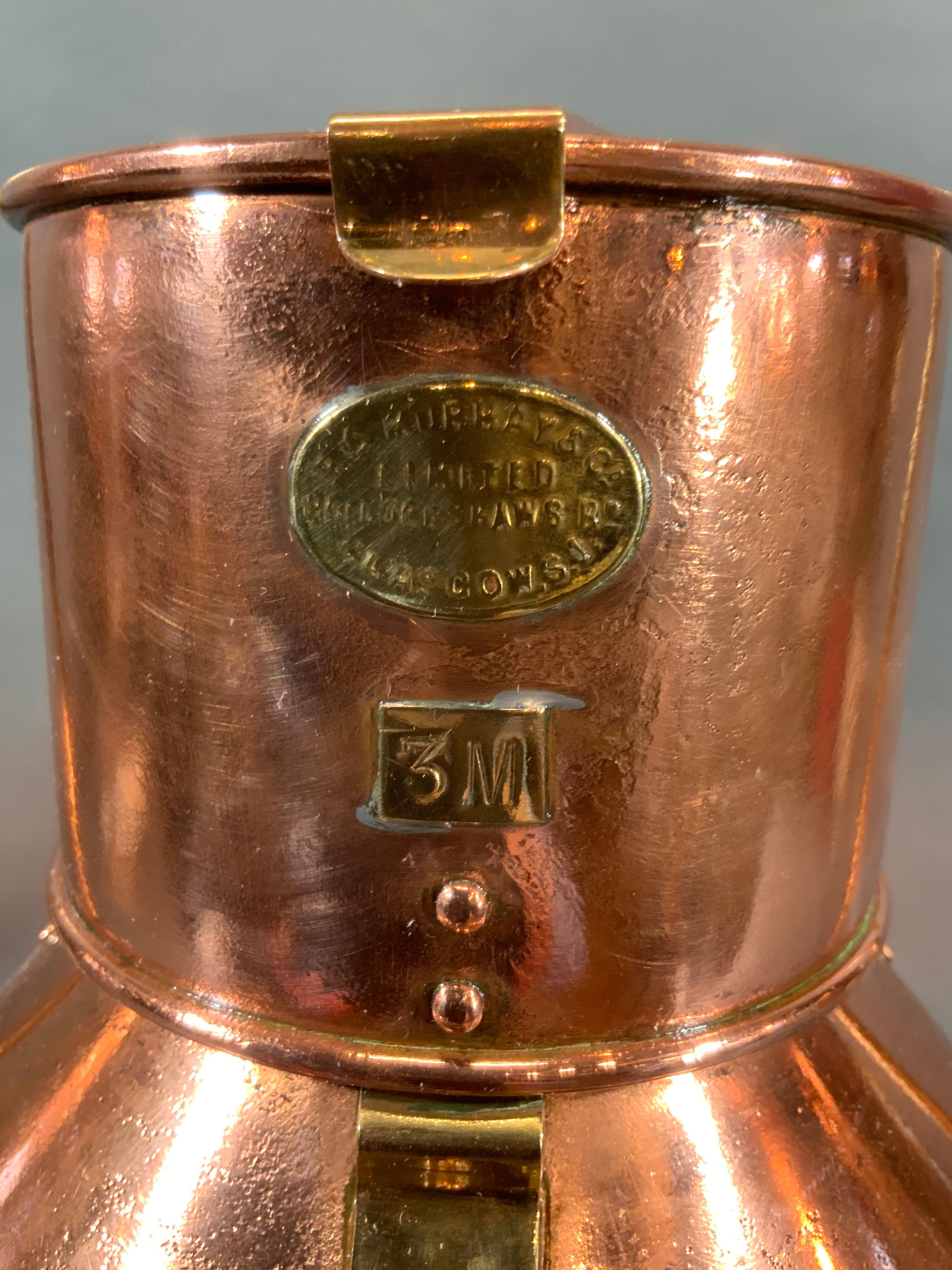 Copper Ship's Anchor Lantern by British Maker RC Murray In Good Condition In Norwell, MA