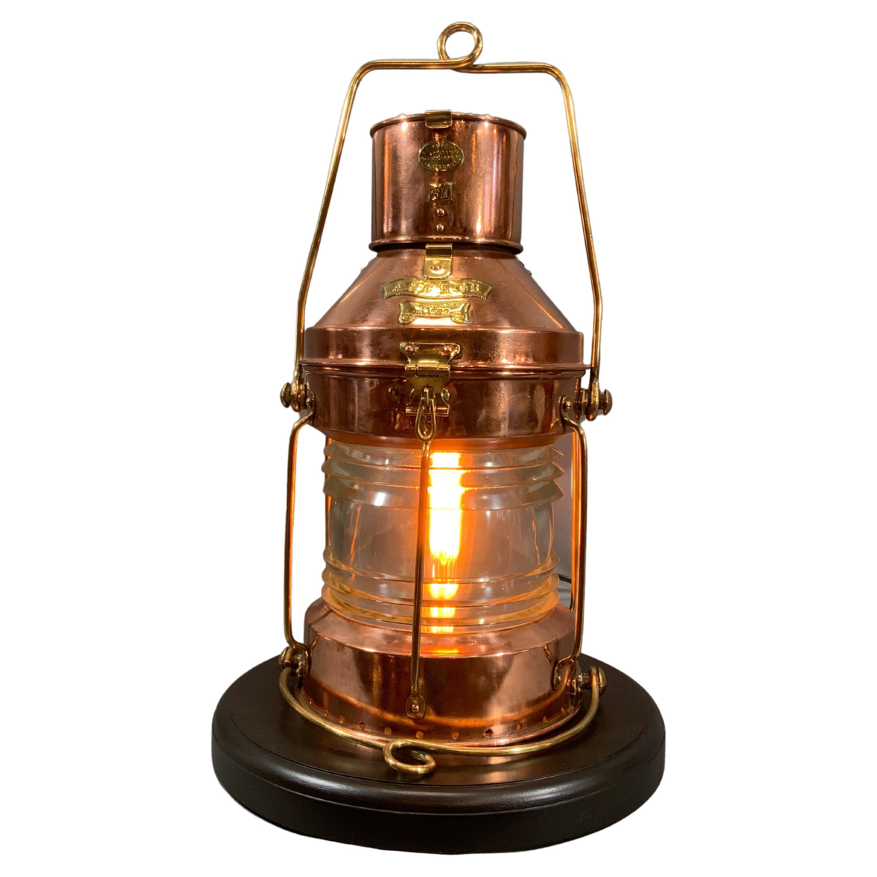Copper Ship's Anchor Lantern by British Maker RC Murray