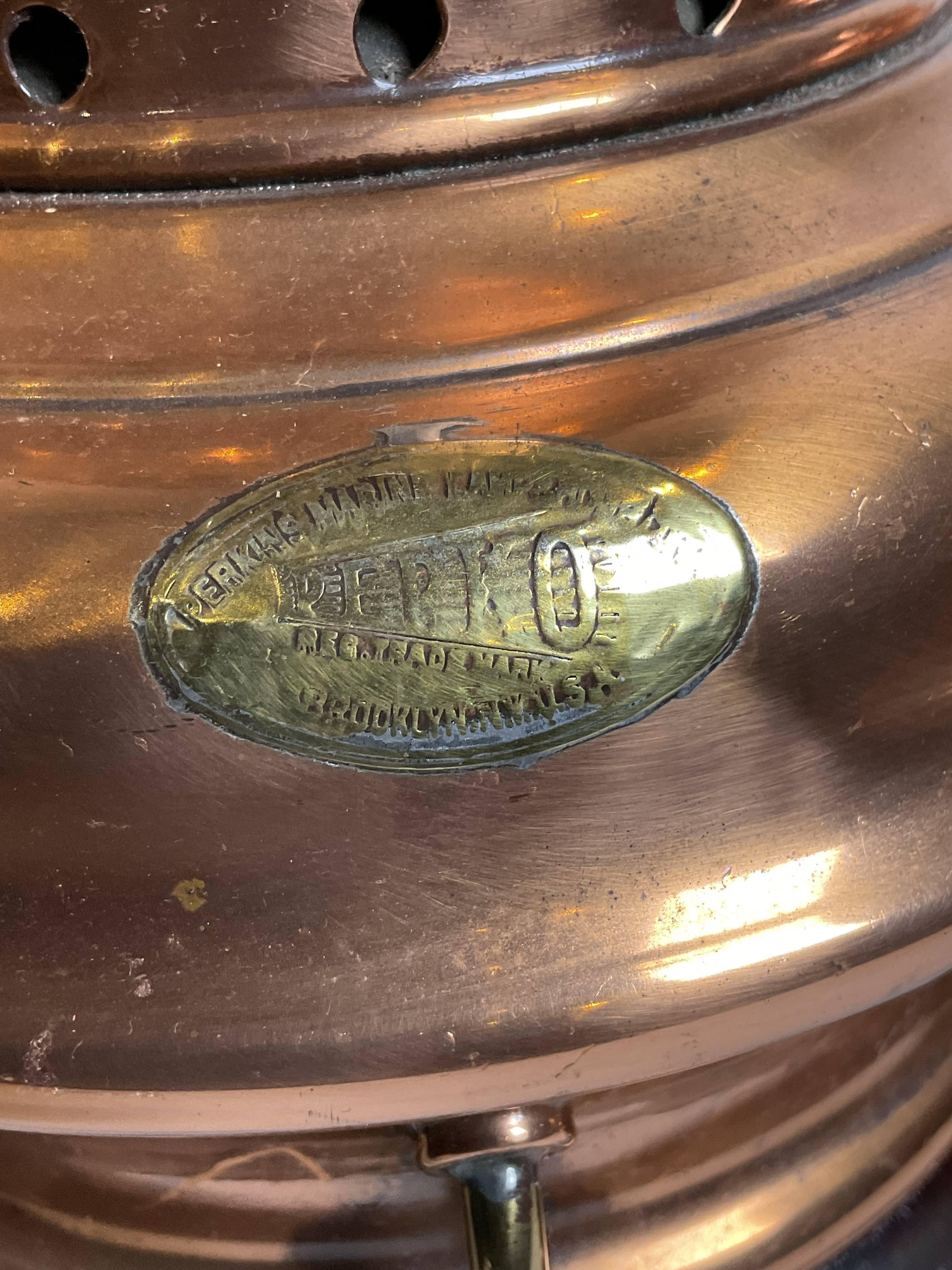 Copper Ships Lanterns By Perko In Good Condition For Sale In Norwell, MA