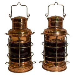 Antique Copper Ships Lanterns By Perko