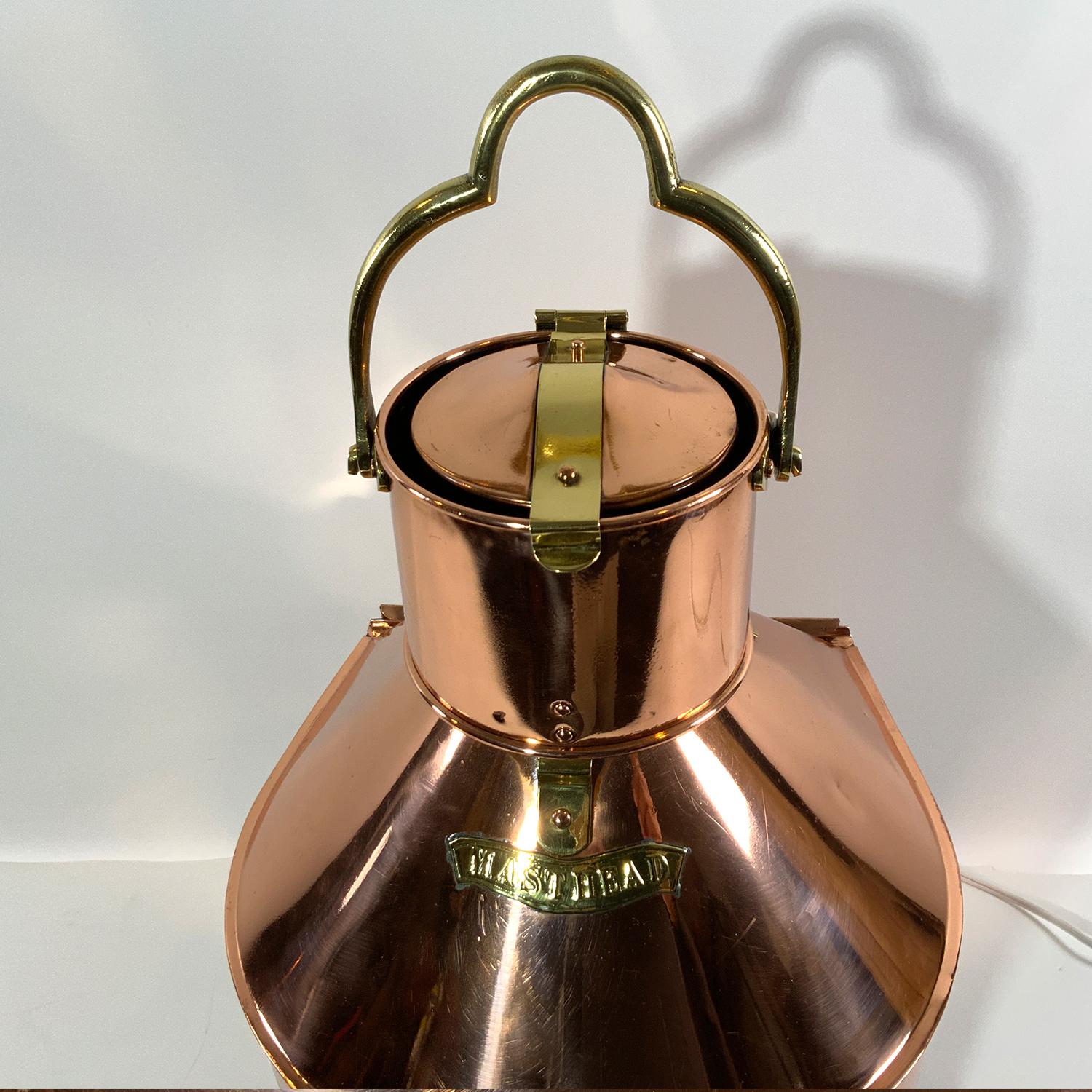 Copper Ships Masthead Lantern By Meteorite Of England In Good Condition For Sale In Norwell, MA