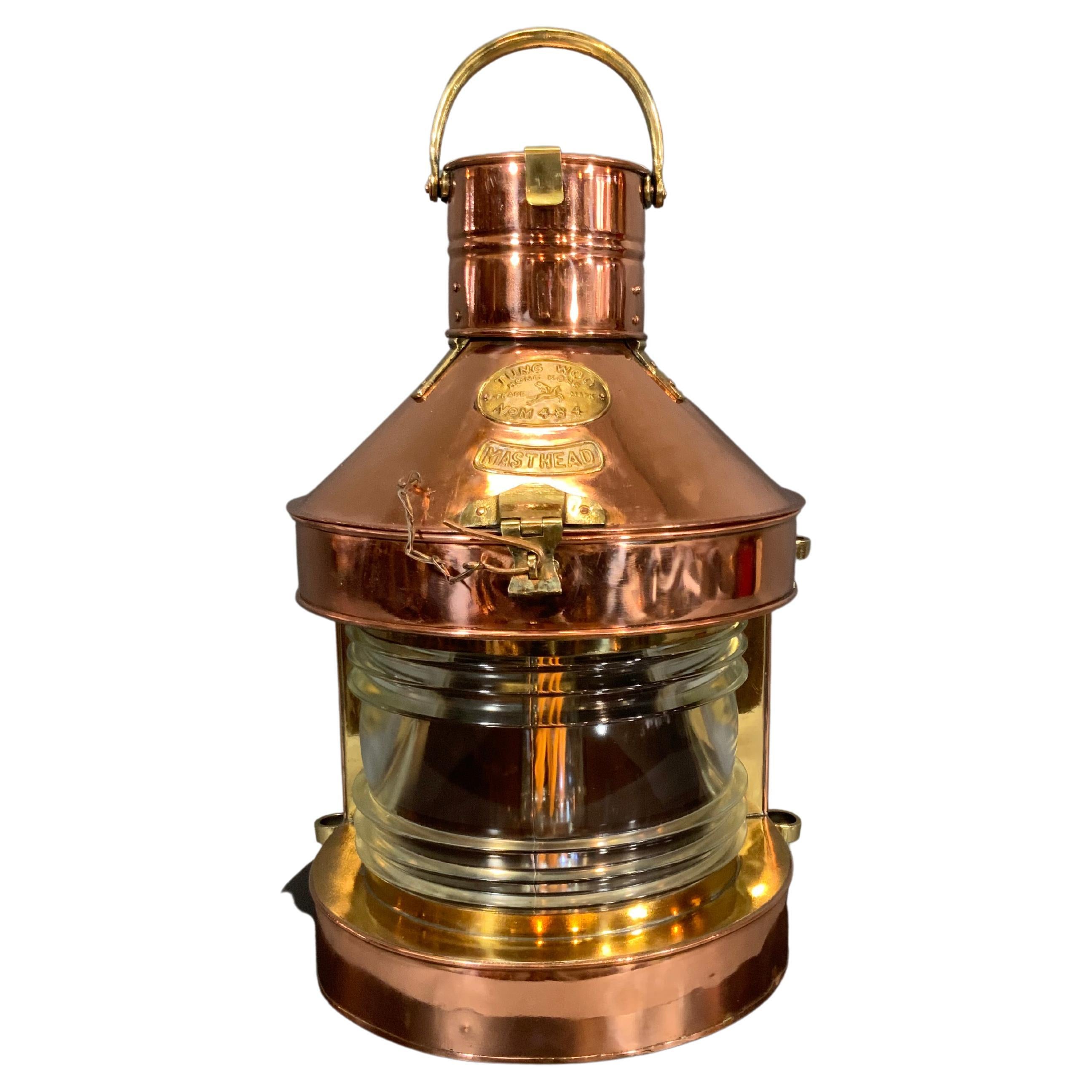 Copper Ship's Masthead Lantern by Tung Woo For Sale
