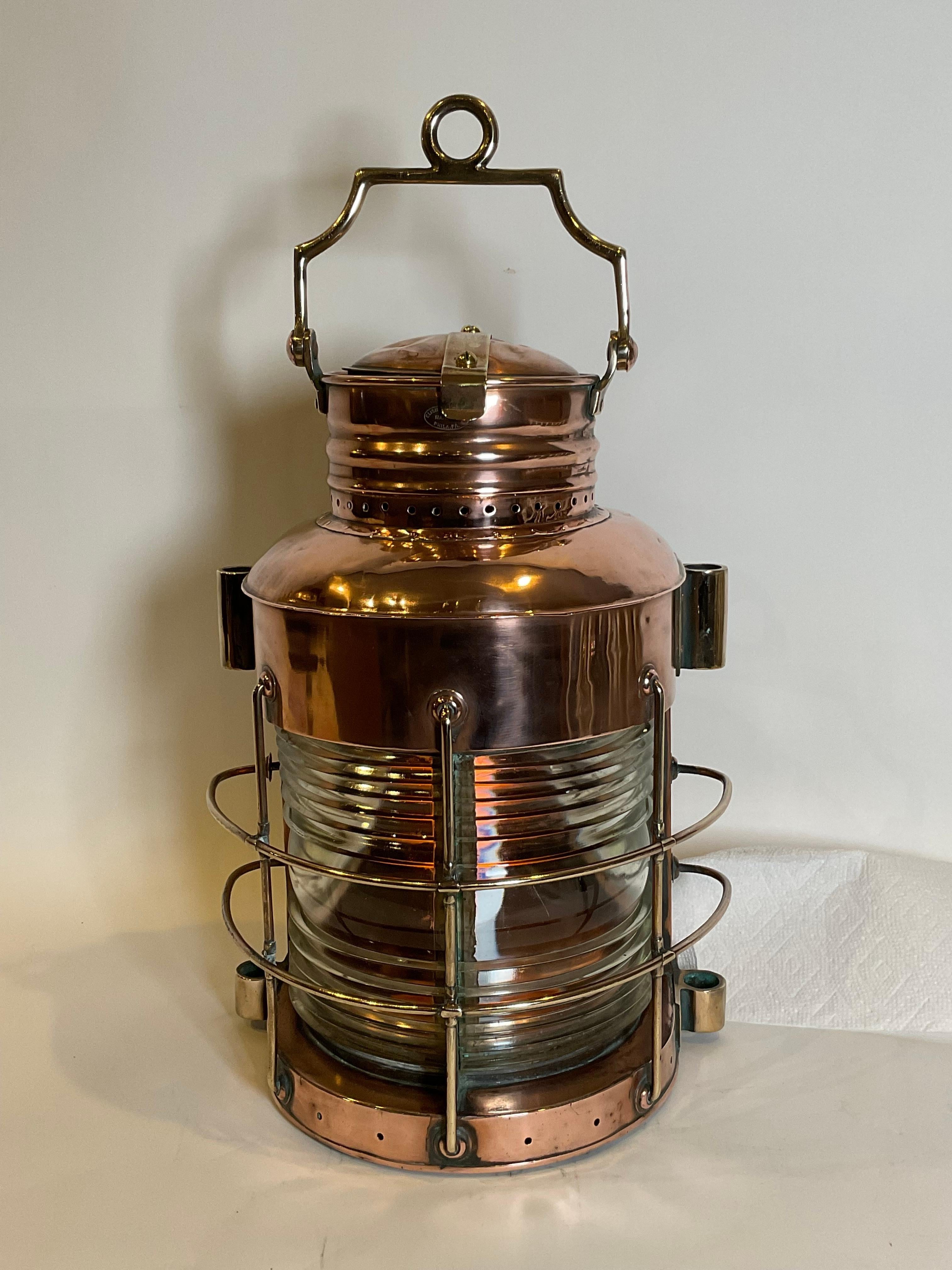 Copper Ships Masthead Lantern In Good Condition For Sale In Norwell, MA