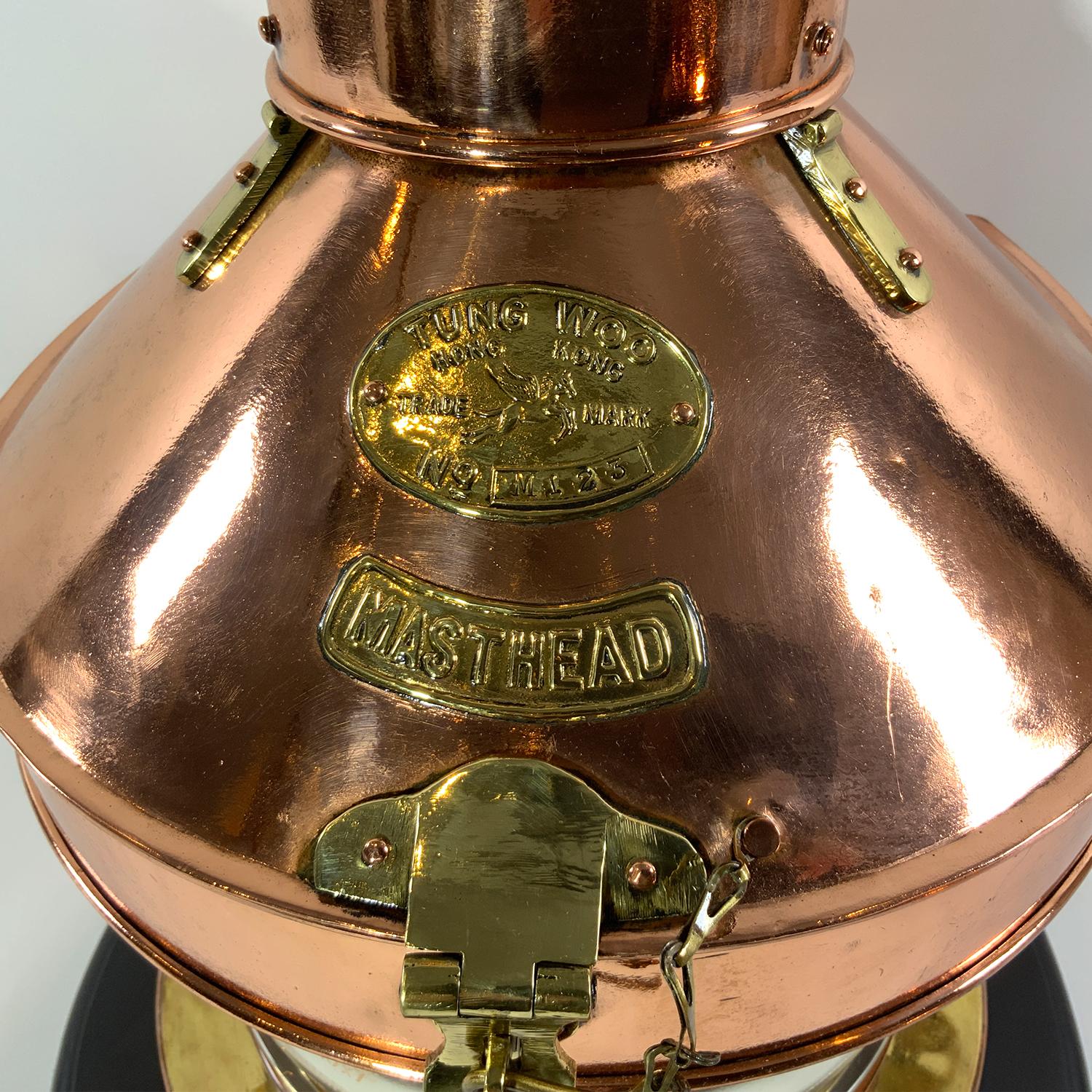 English Copper Ships Masthead Lantern On Base For Sale