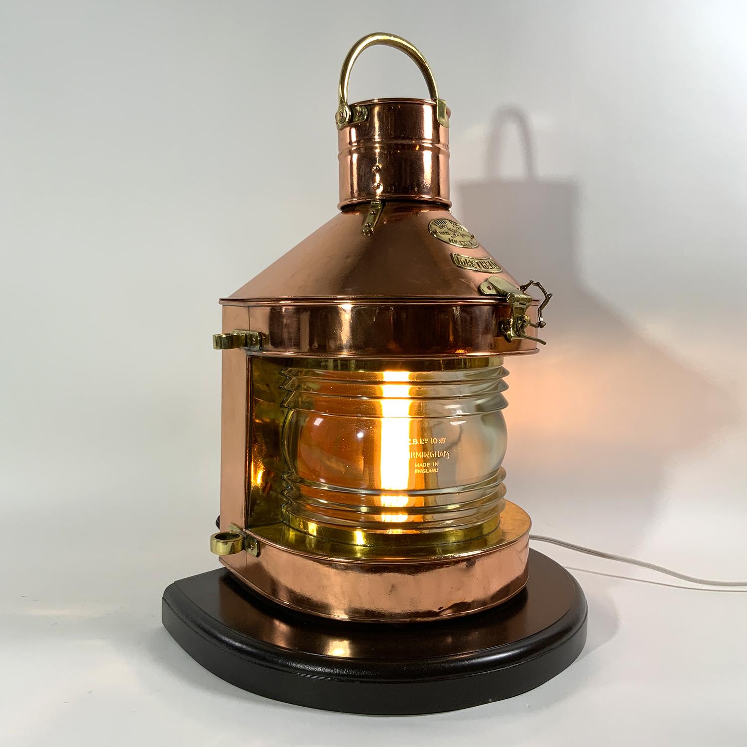 Early 20th Century Copper Ships Masthead Lantern On Base For Sale